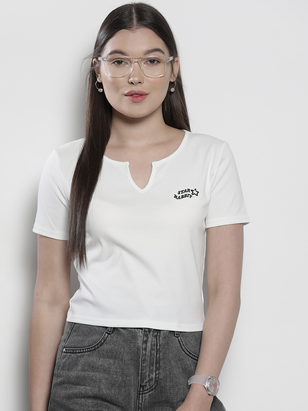 

SEMIR Embroidered Detail Slim Fit T-shirt, White
