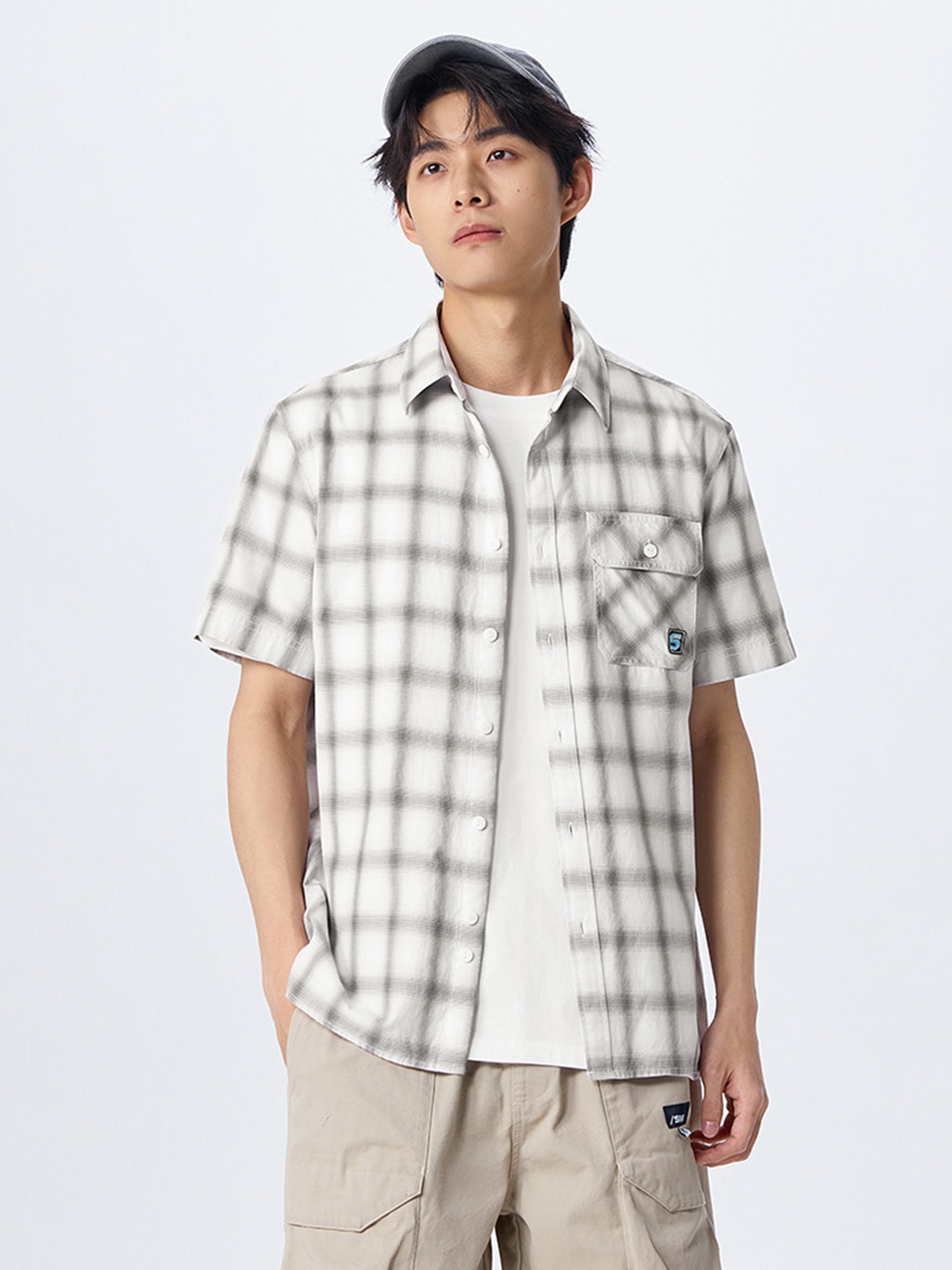 

SEMIR Pure Cotton Checked Casual Shirt, White