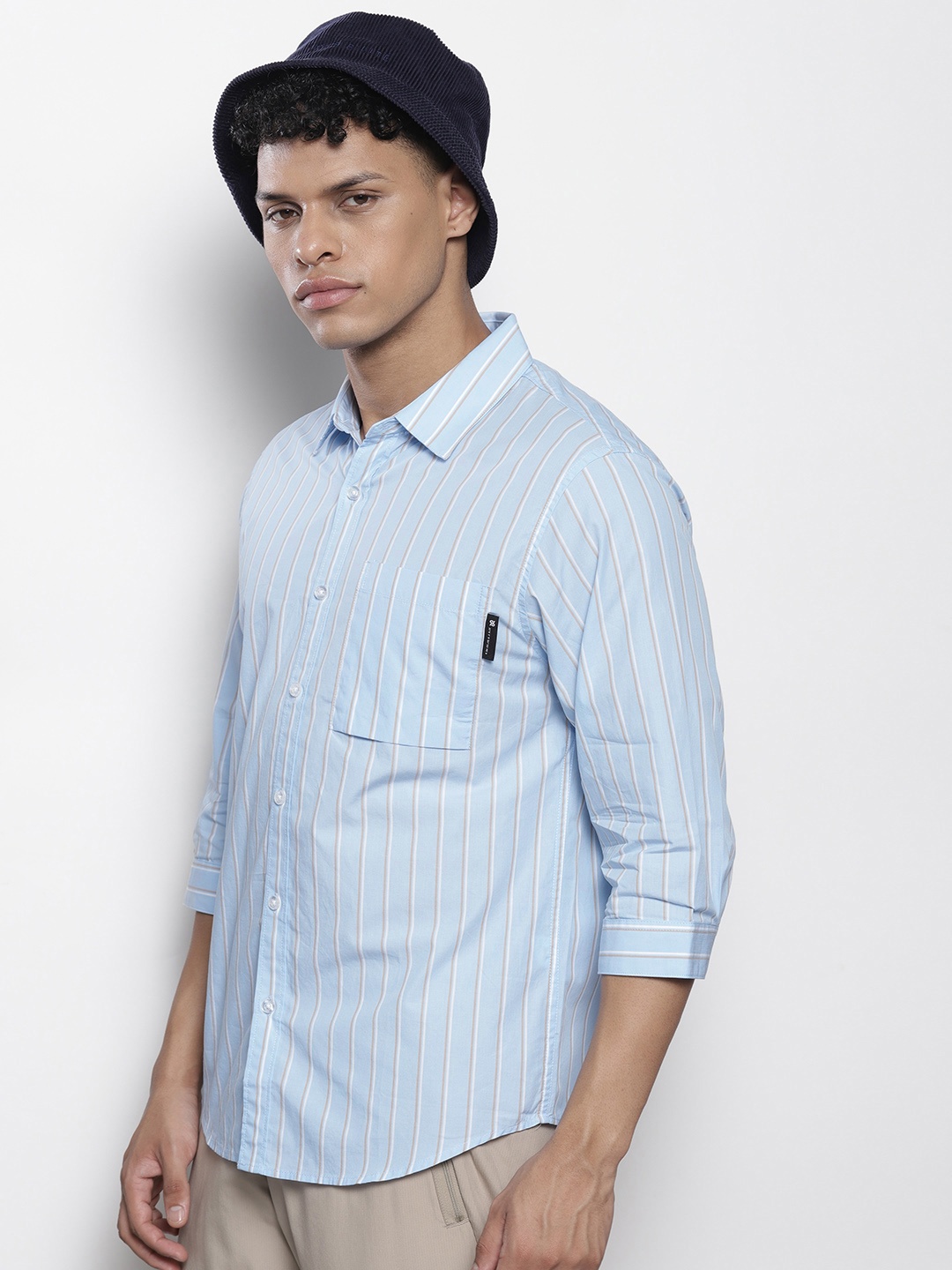 

SEMIR Men Striped Casual Shirt, Blue