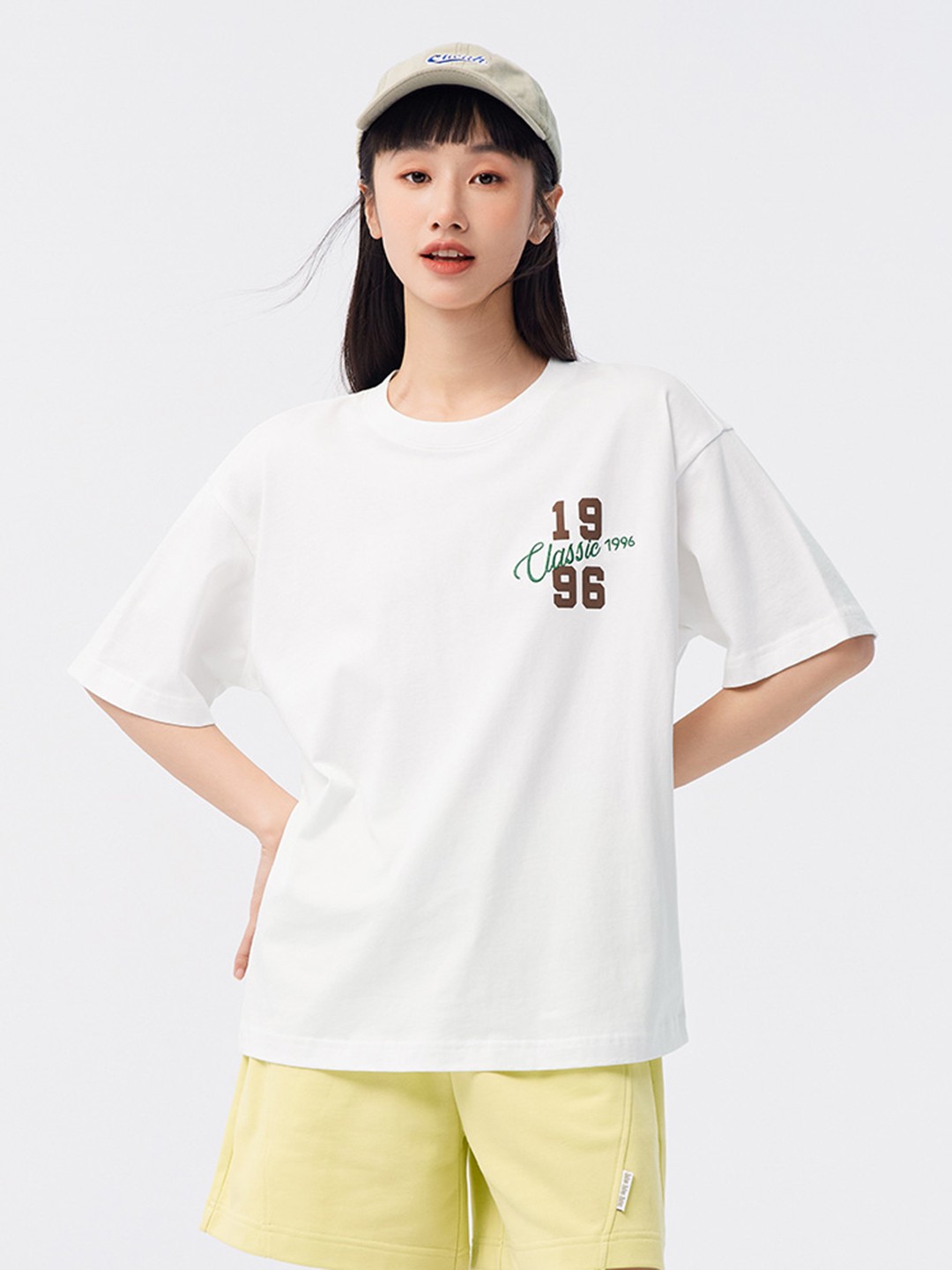 

SEMIR Women Drop-Shoulder Sleeves Pure Cotton Relaxed Fit T-shirt, White
