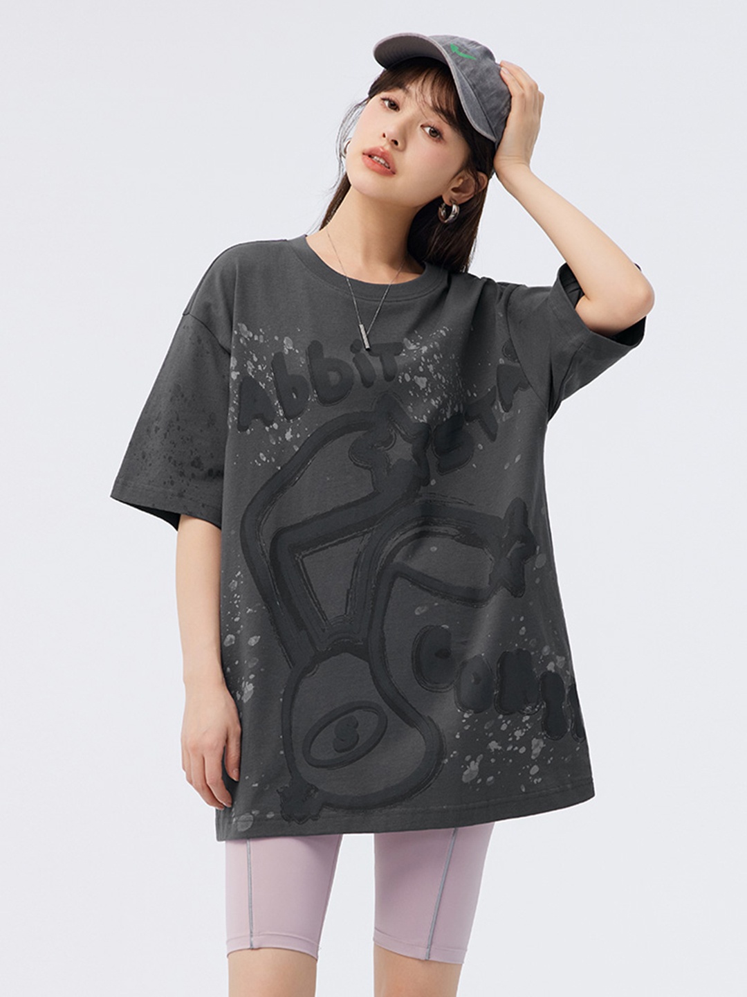 

SEMIR Printed Pure Cotton Oversized T-shirt, Grey