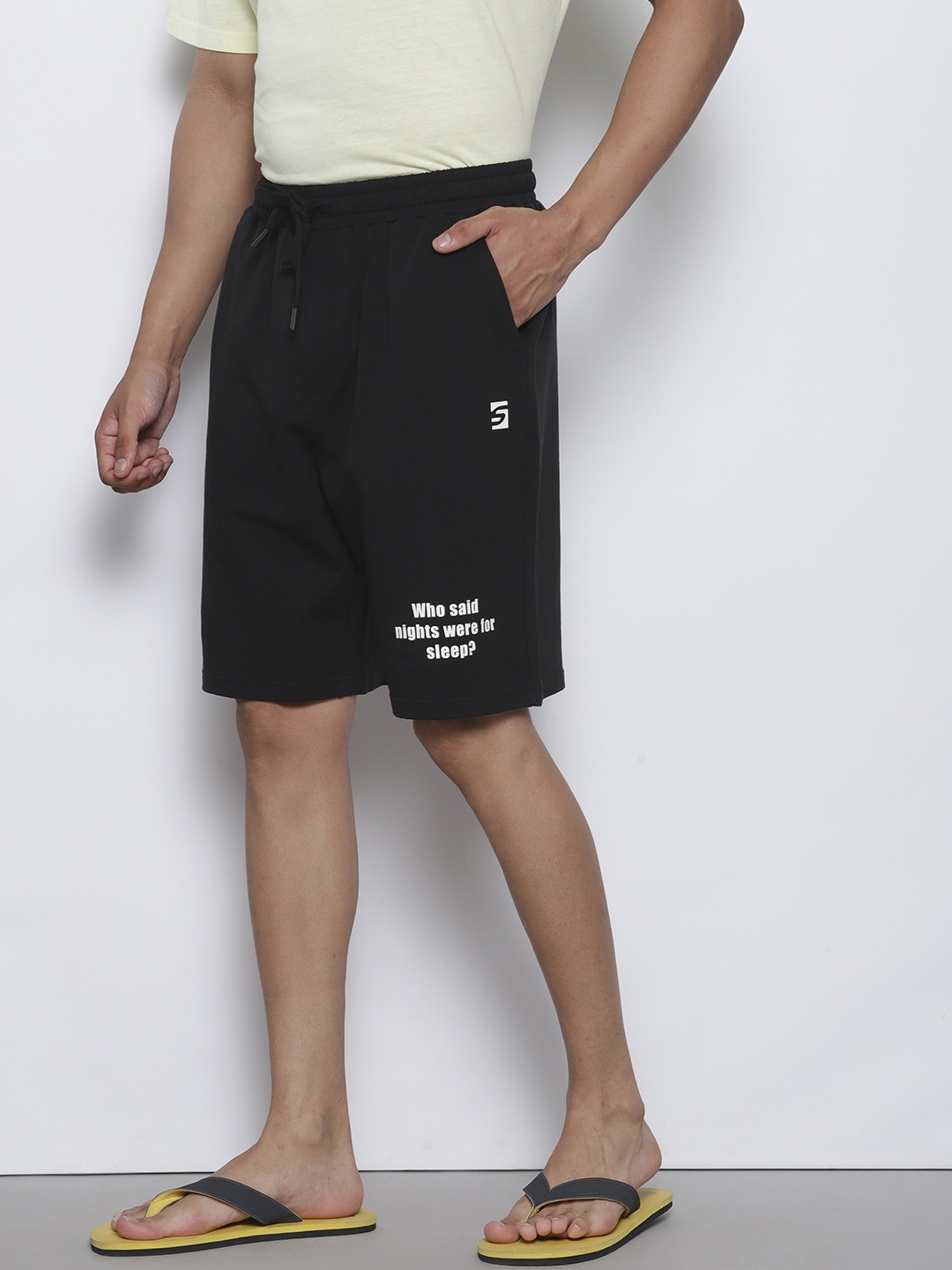 

SEMIR Men Printed Monochrome Lounge Shorts, Black