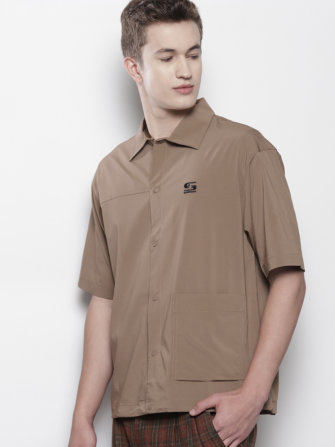 

SEMIR Men Solid Casual Shirt, Brown
