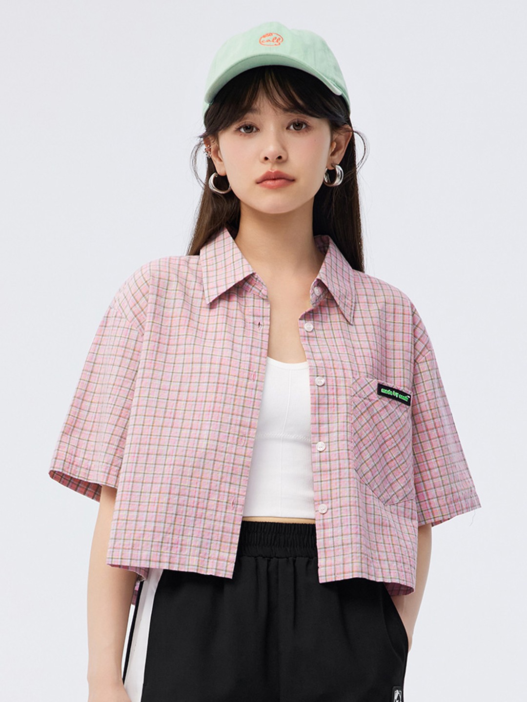 

SEMIR Women Micro Checked Casual Shirt, Pink