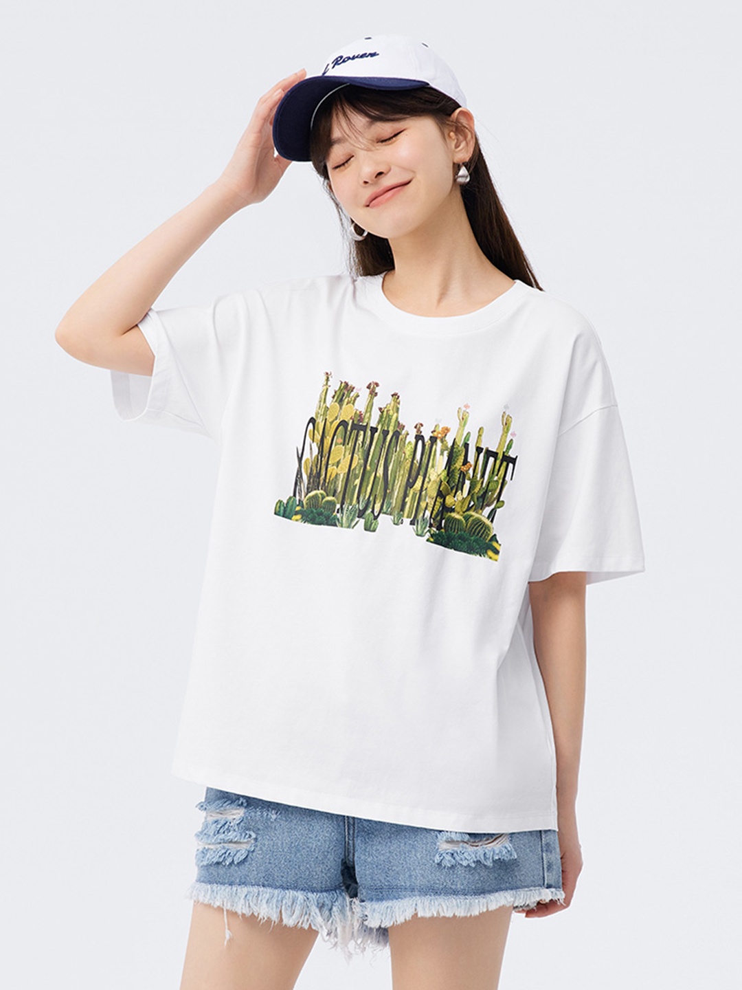 

SEMIR Printed Drop-Shoulder Sleeves Relaxed T-shirt, White