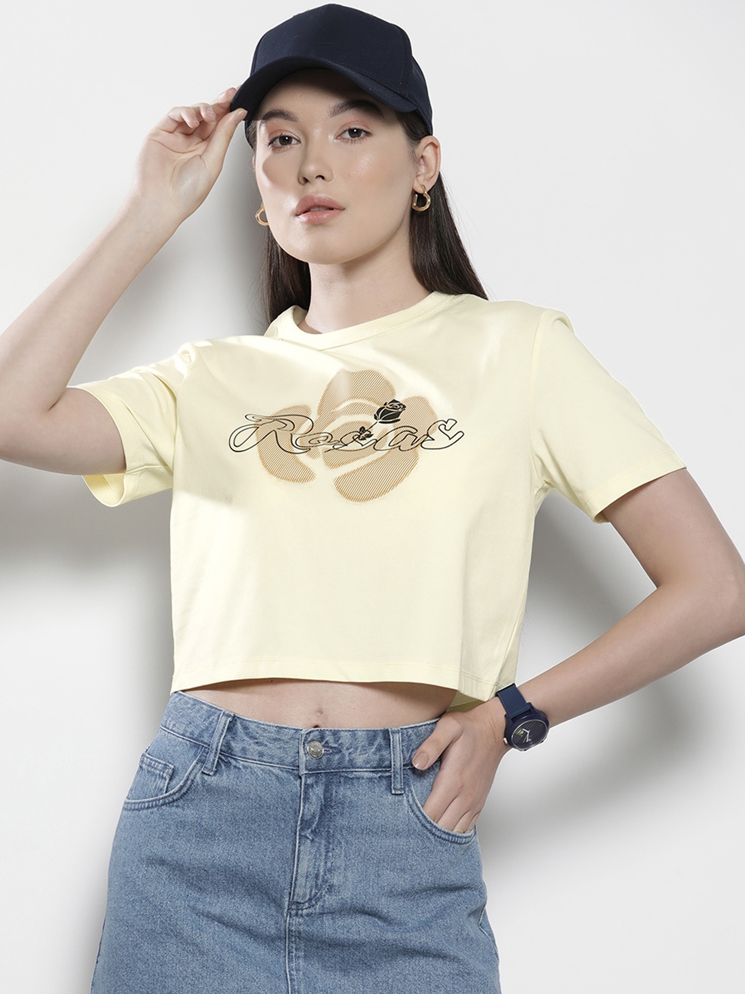 

SEMIR Printed Crop T-shirt, Yellow