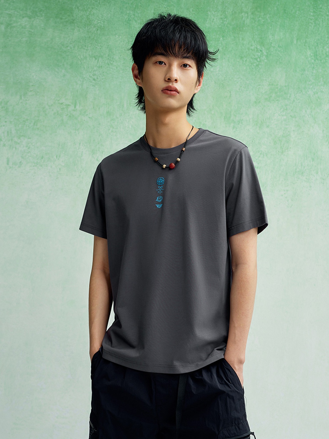 

SEMIR Printed Detail T-shirt, Charcoal