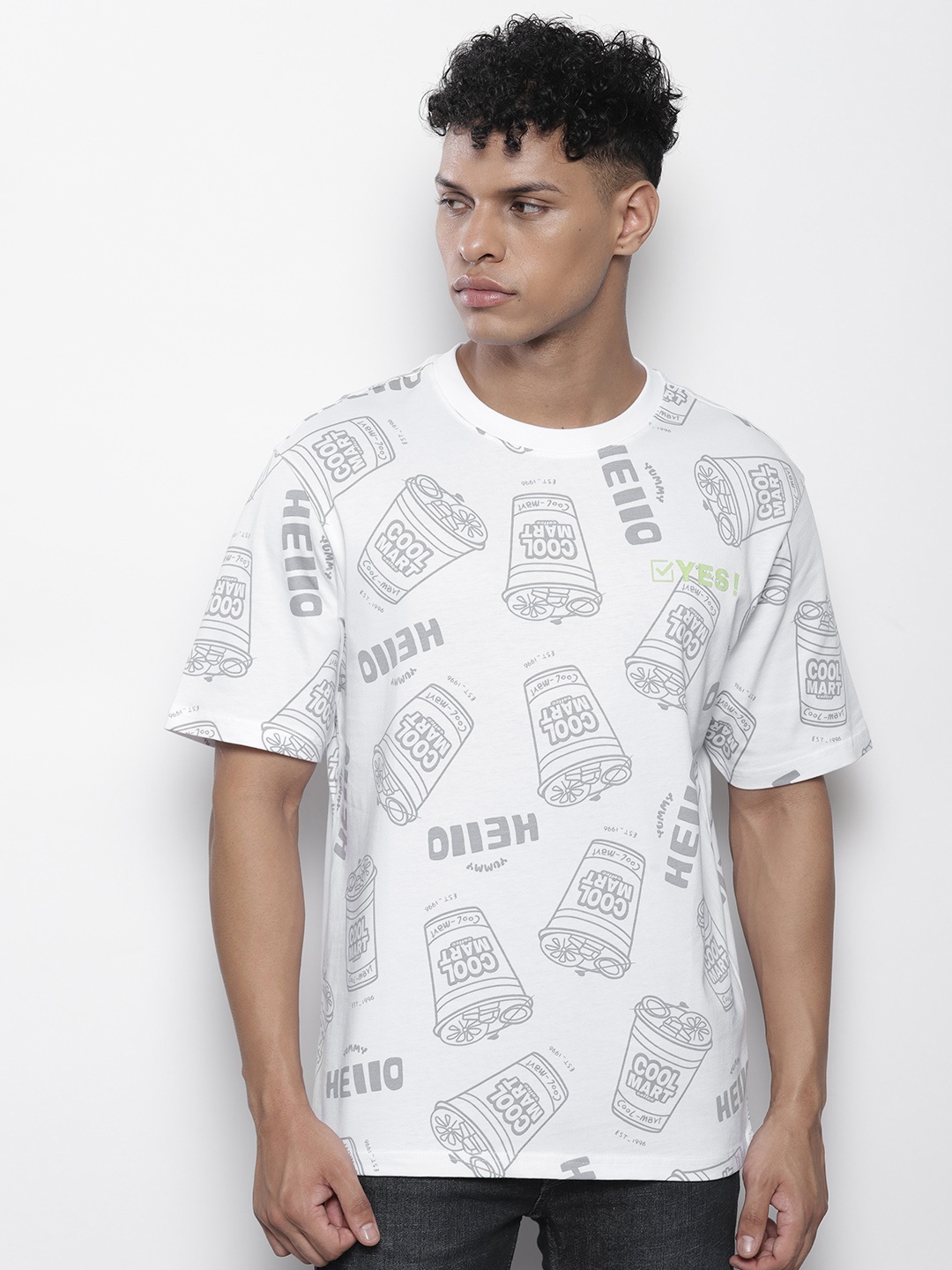 

SEMIR Typography Printed Pure Cotton Relaxed Fit T-shirt, White