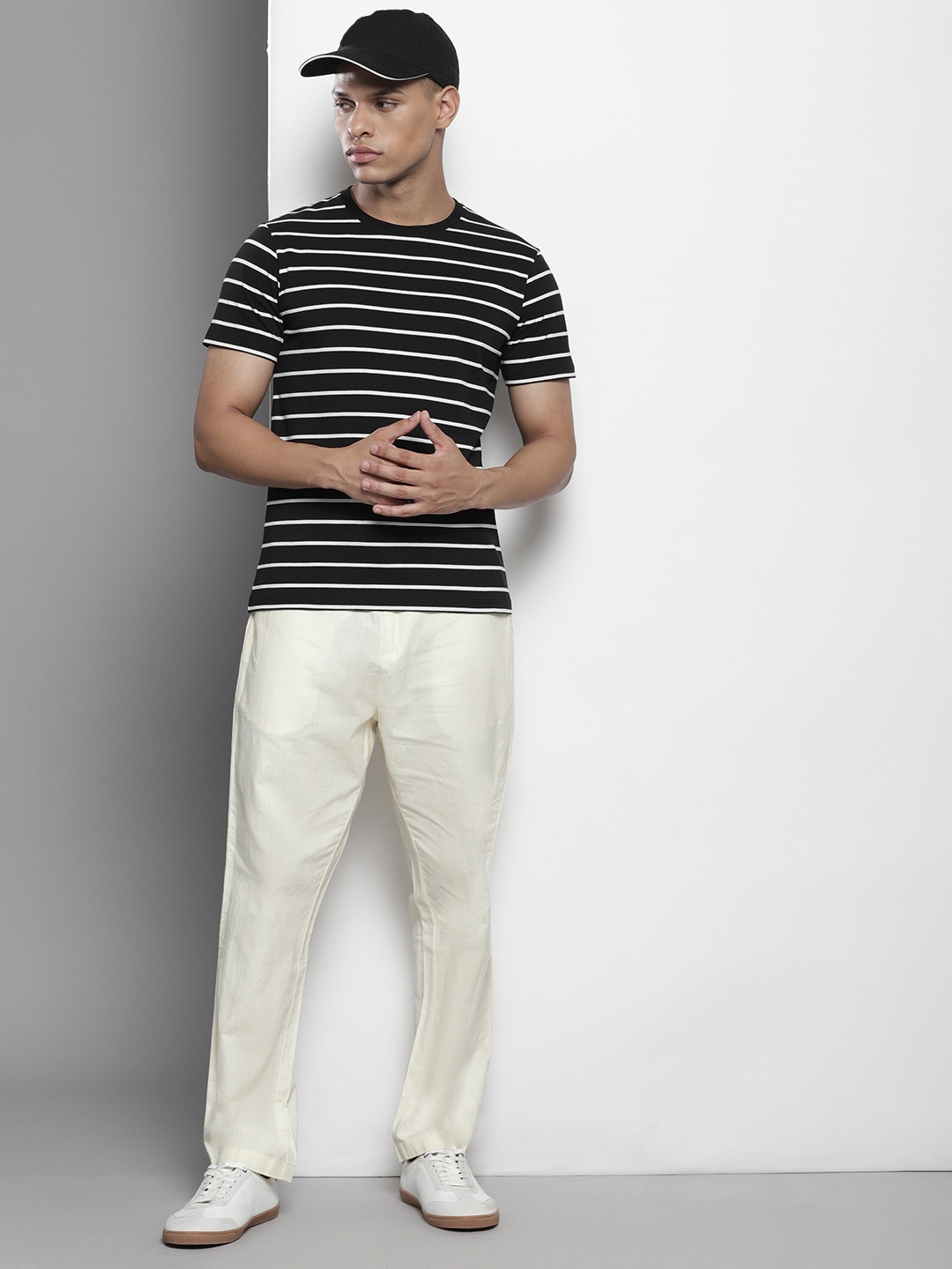 

SEMIR Striped Slim Fit T-shirt, Black
