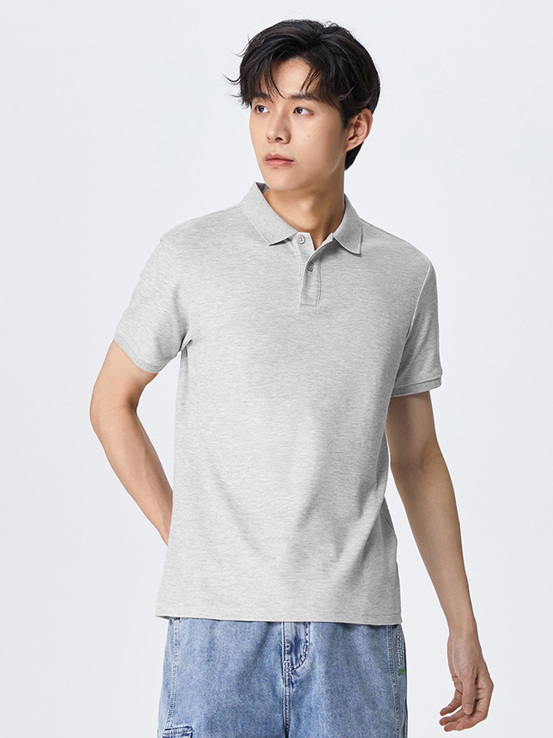 

SEMIR Men Polo Collar Slim Fit T-shirt, Grey