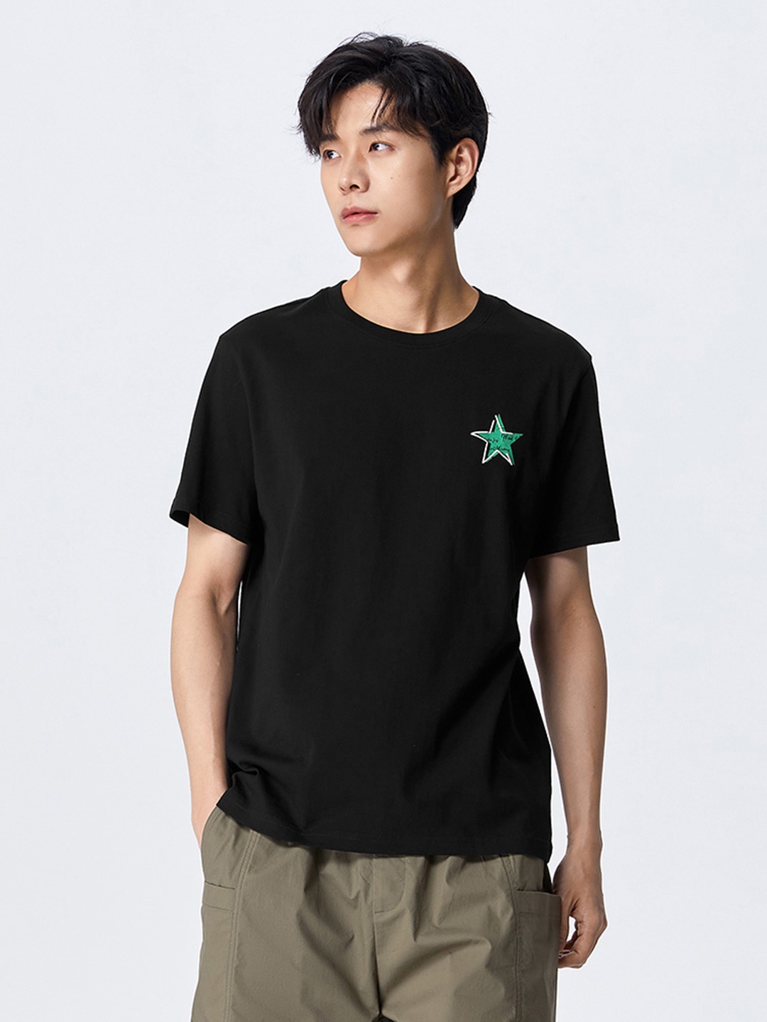 

SEMIR Men Slim Fit Pure Cotton T-shirt, Black