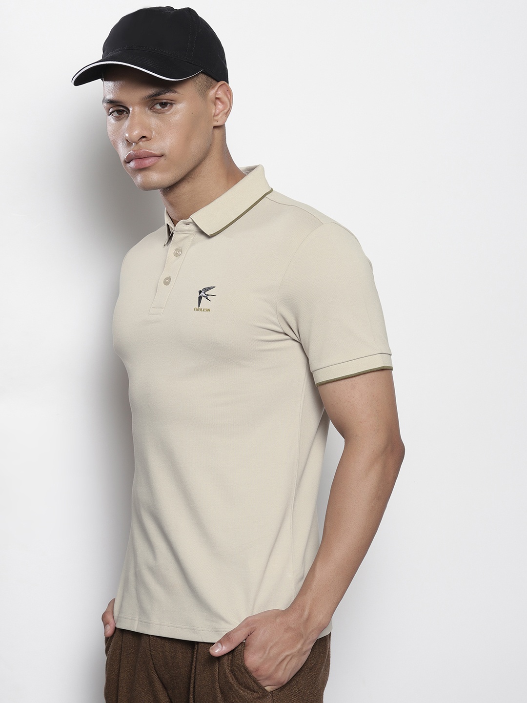 

SEMIR Polo Collar Slim Fit T-shirt, Beige