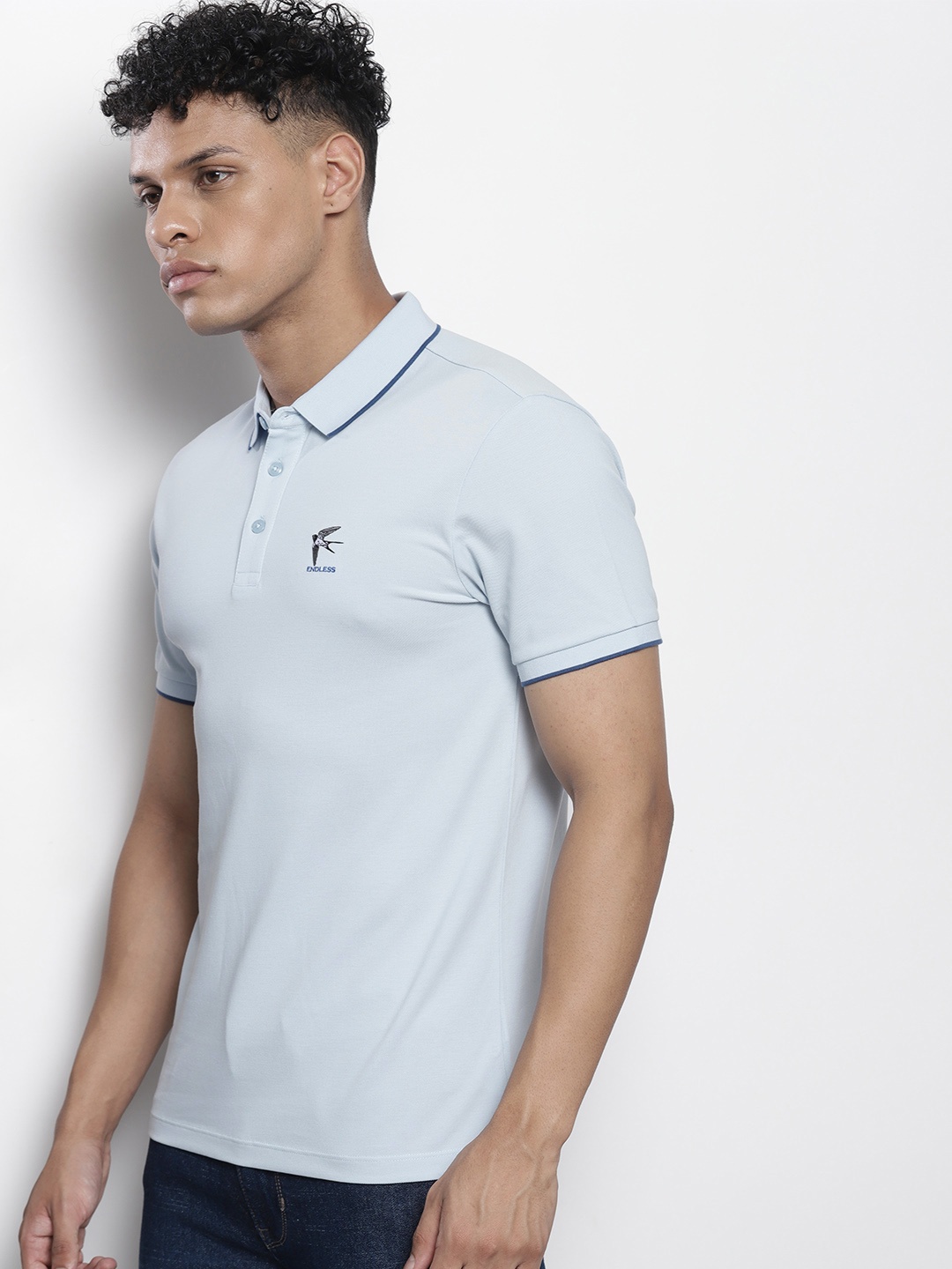 

SEMIR Polo Collar Pure Cotton Slim Fit T-shirt, Blue