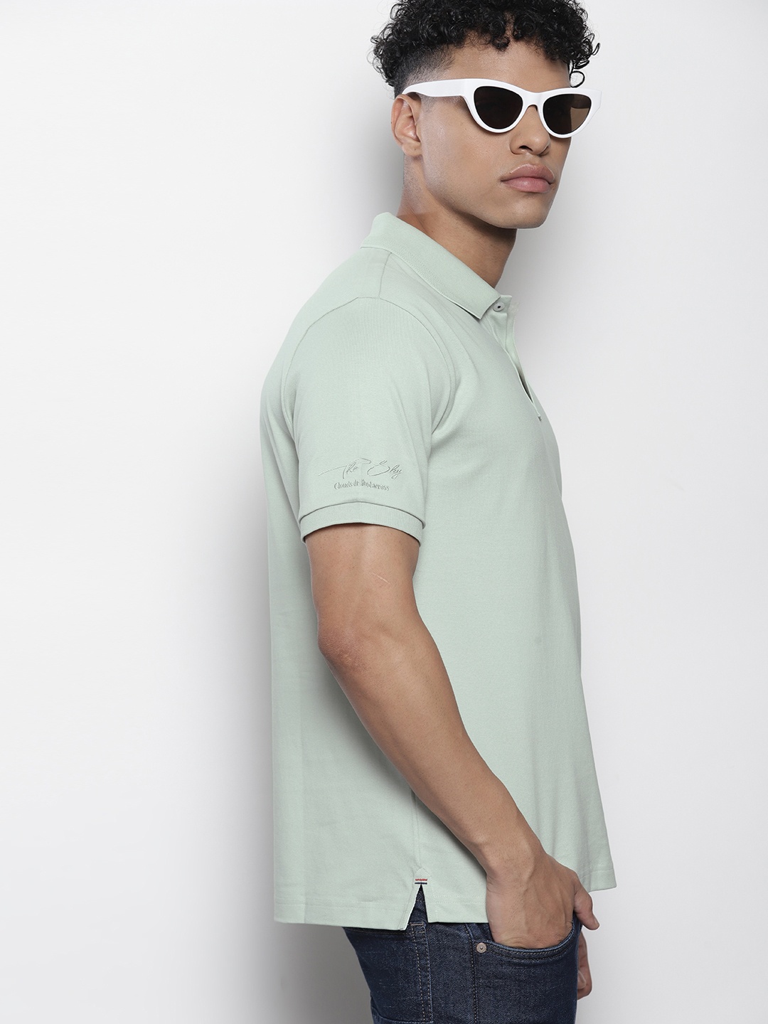 

SEMIR Men Polo Collar Pure Cotton Slim Fit T-shirt, Green