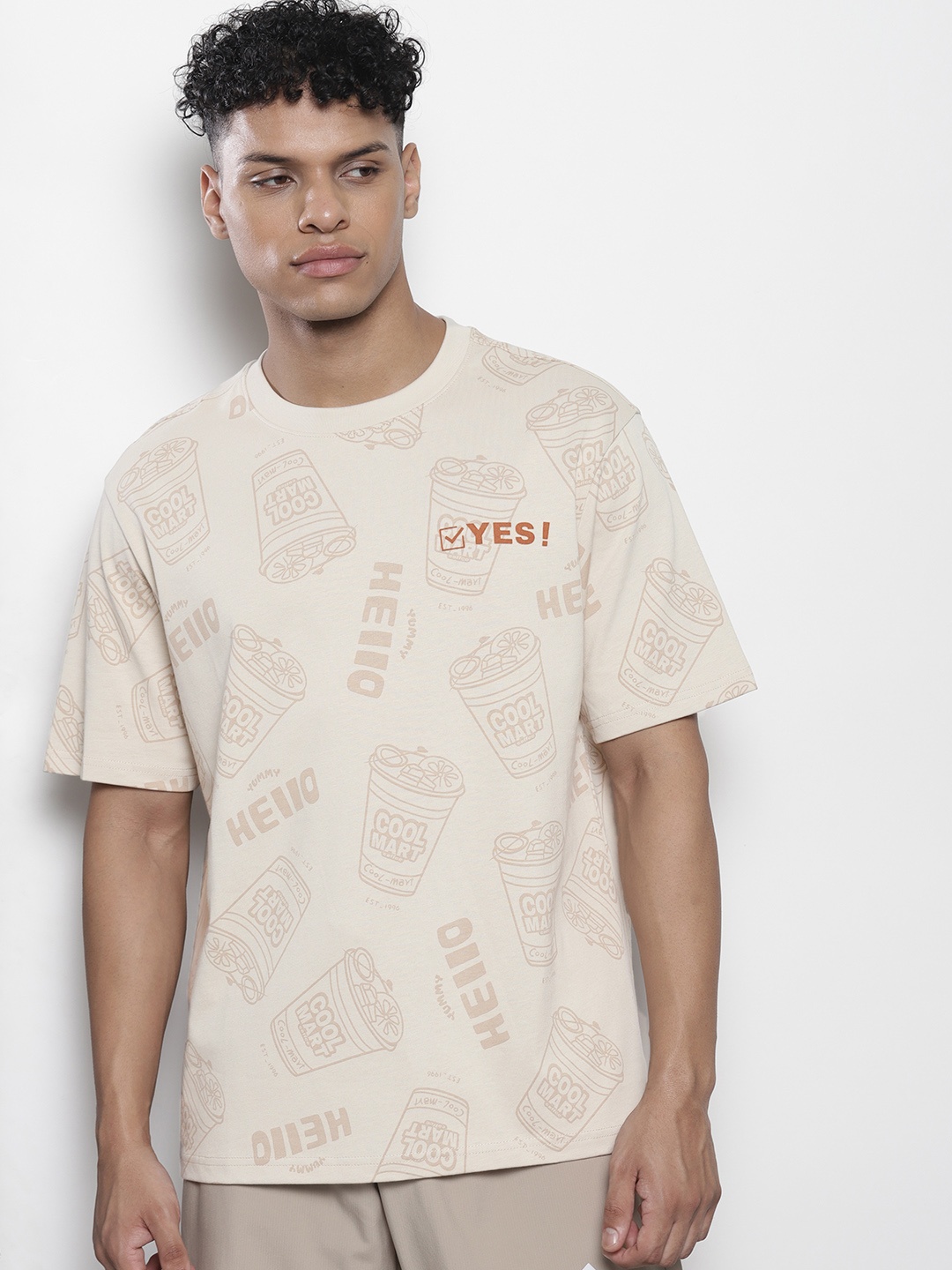 

SEMIR Men Printed Pure Cotton T-shirt, Beige