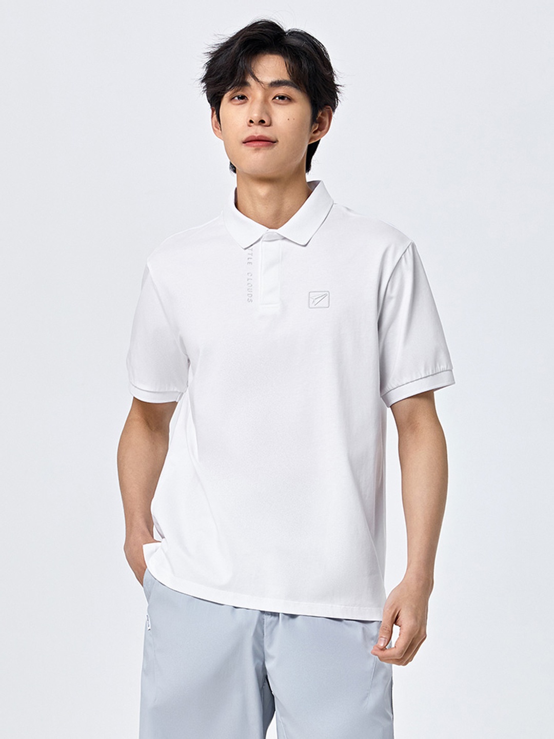 

SEMIR Men Polo Collar Pure Cotton Slim Fit T-shirt, White