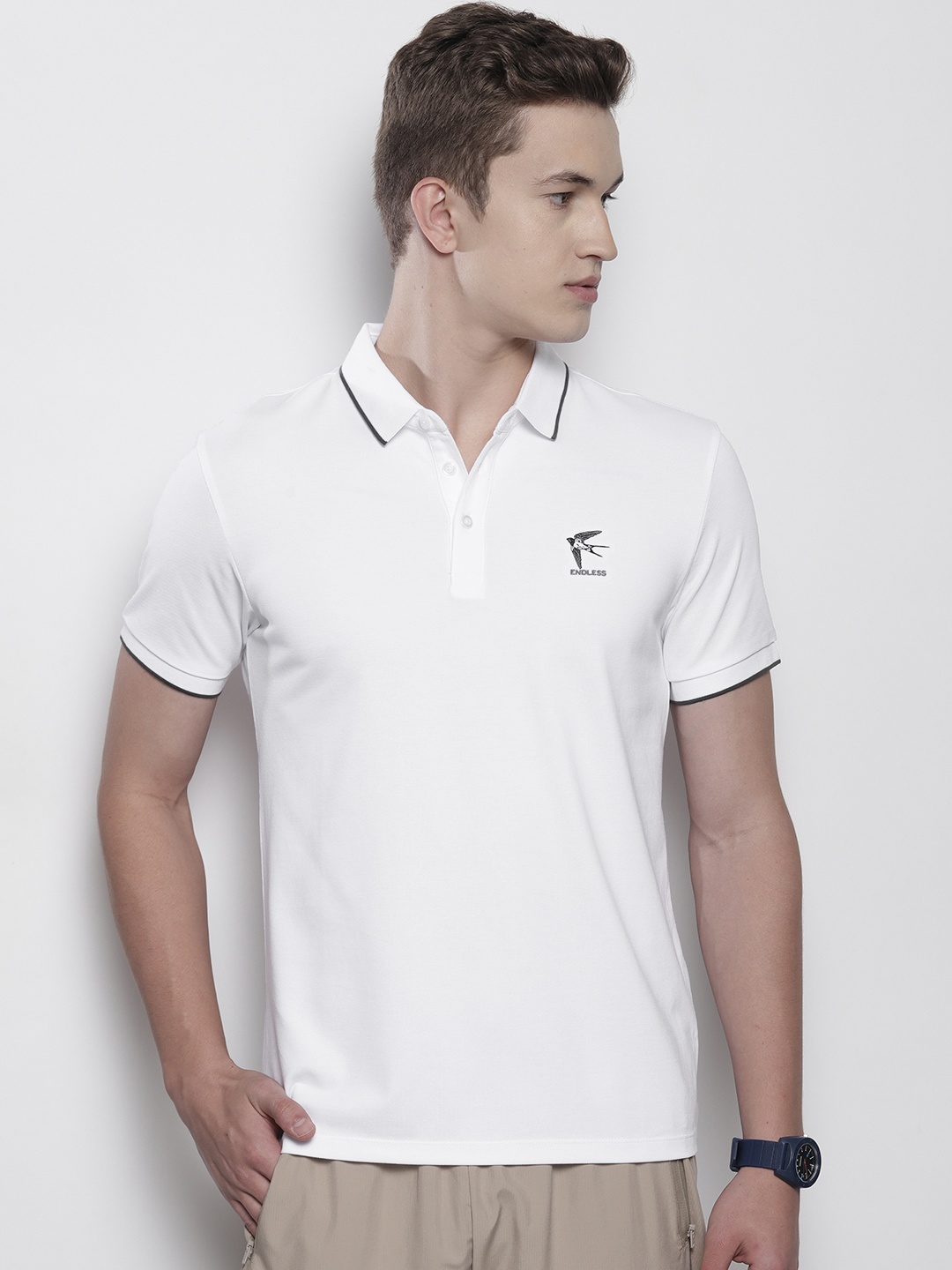 

SEMIR Polo Collar Slim Fit T-shirt, White