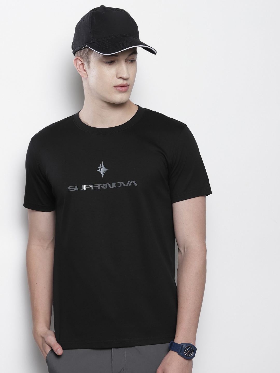 

SEMIR Typography Detail Pure Cotton Slim Fit T-shirt, Black