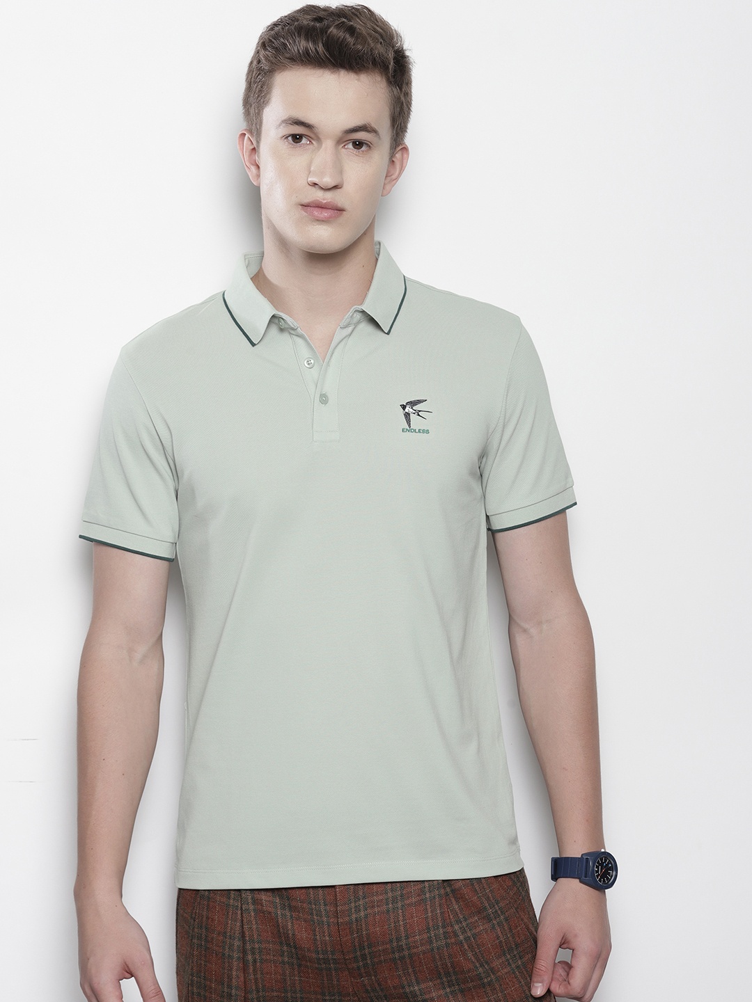 

SEMIR Polo Collar Slim Fit T-shirt, Green