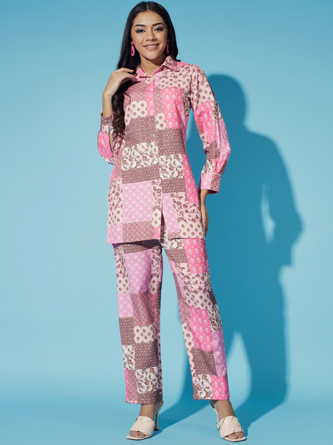 

Myshka Printed Shirt & Trousers, Pink