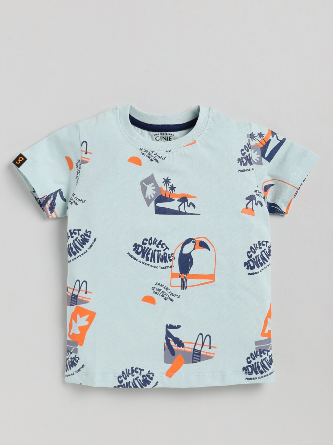 

Ginie Boys Conversational Printed Pure Cotton T-shirt, Blue
