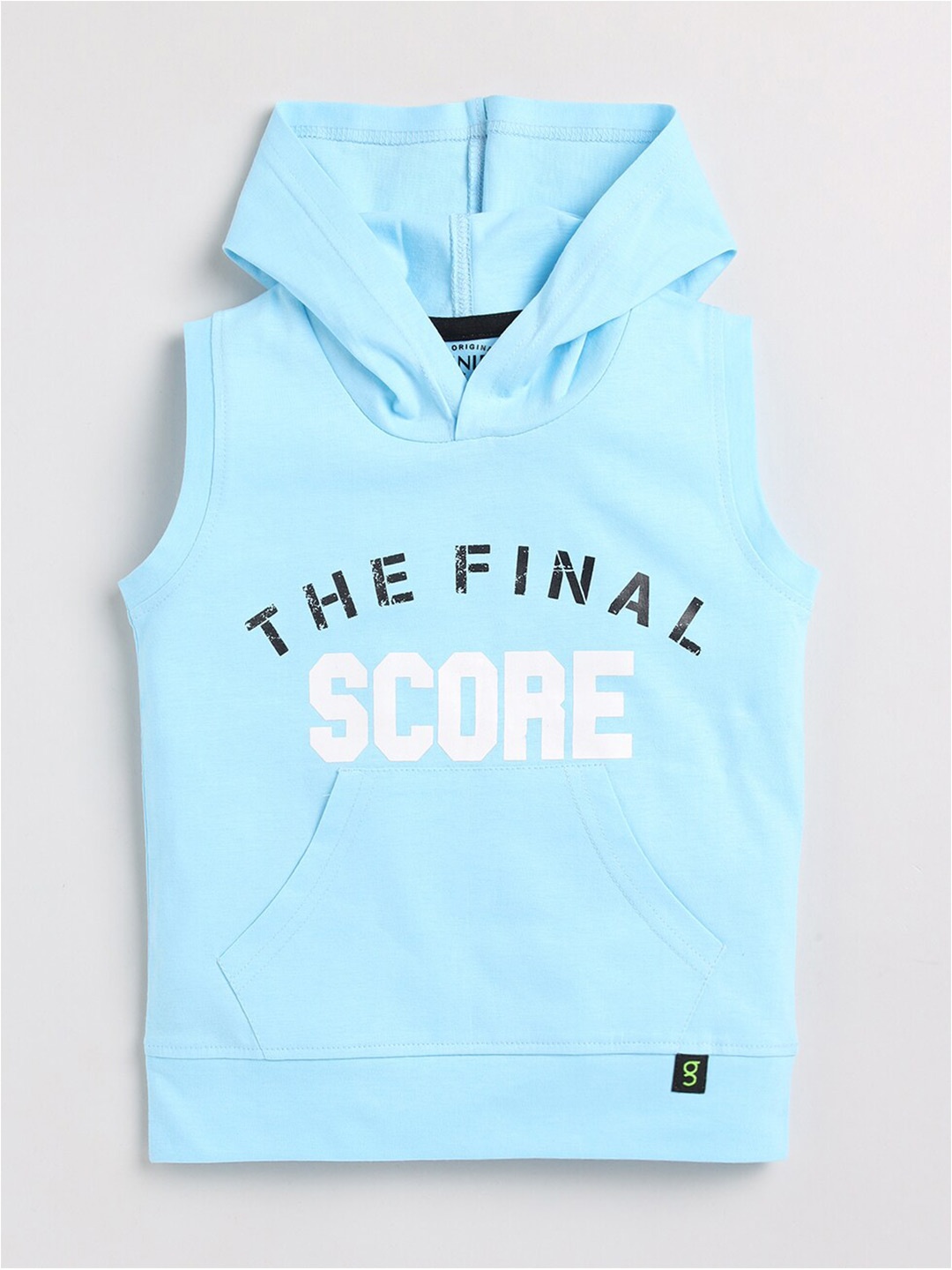 

Ginie Boys Typography Printed Hooded Cotton T-shirt, Blue