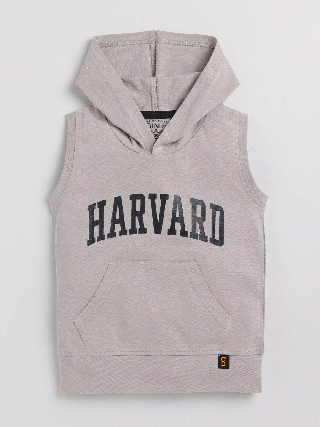 

Ginie Boys Typography Printed Hooded Sleeveless Cotton T-shirt, Grey