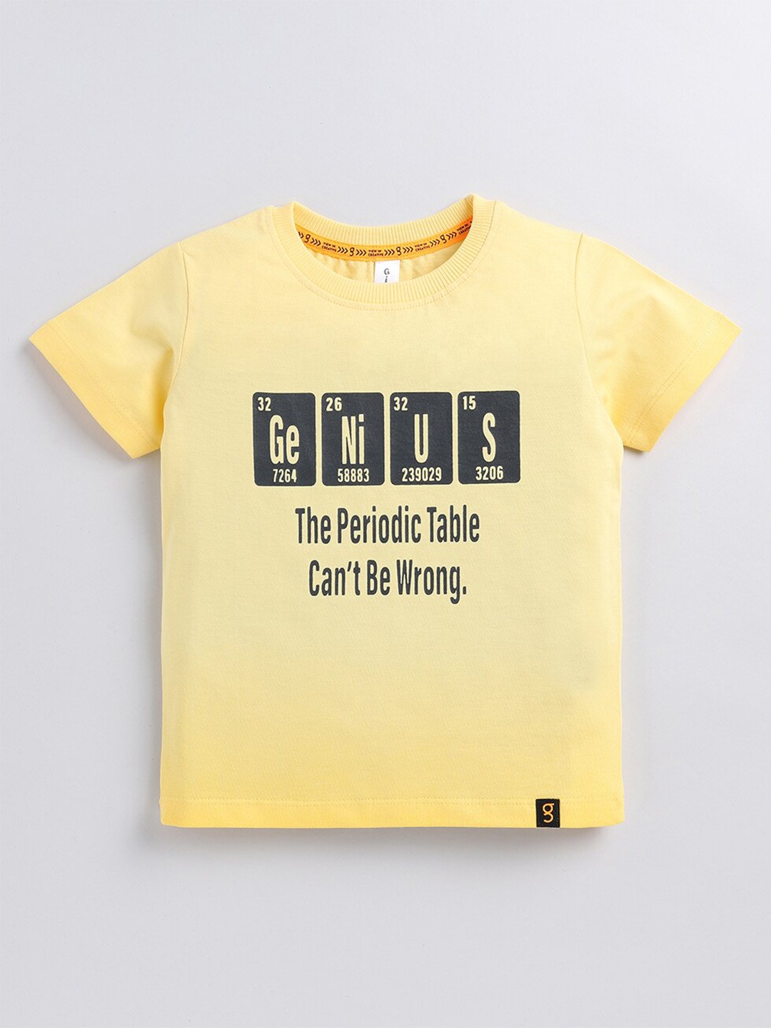 

Ginie Boys Typography Printed Round Neck Cotton T-shirt, Yellow
