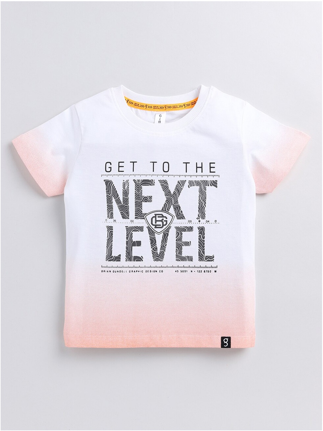 

Ginie Boys Typography Printed Pure Cotton T-shirt, White