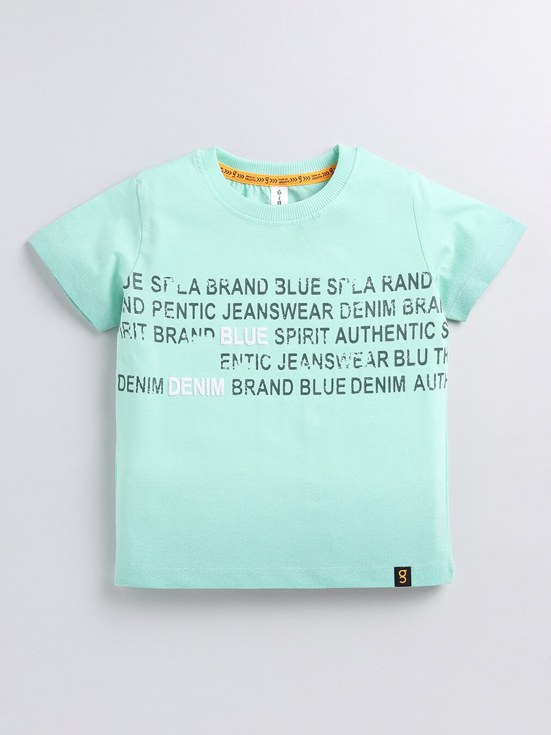 

Ginie Boys Typography Printed Pure Cotton T-shirt, Green