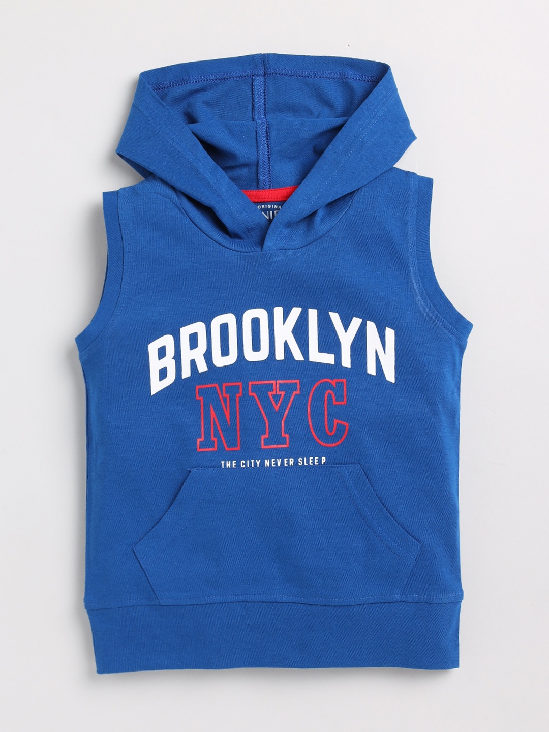 

Ginie Boys Typographt Printed Hooded Pure Cotton T-shirt, Blue