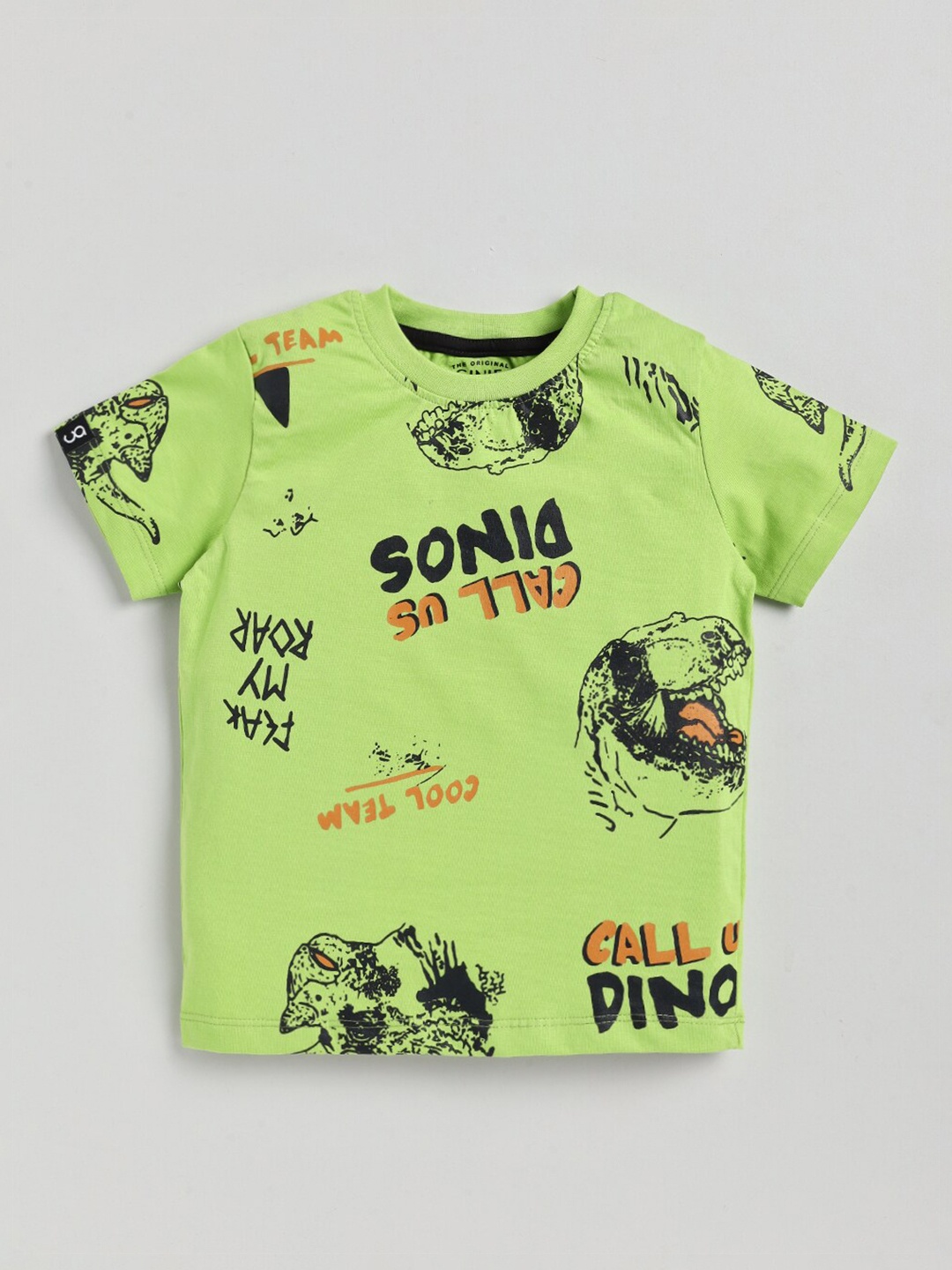 

Ginie Boys Typography Printed Pure Cotton T-shirt, Green