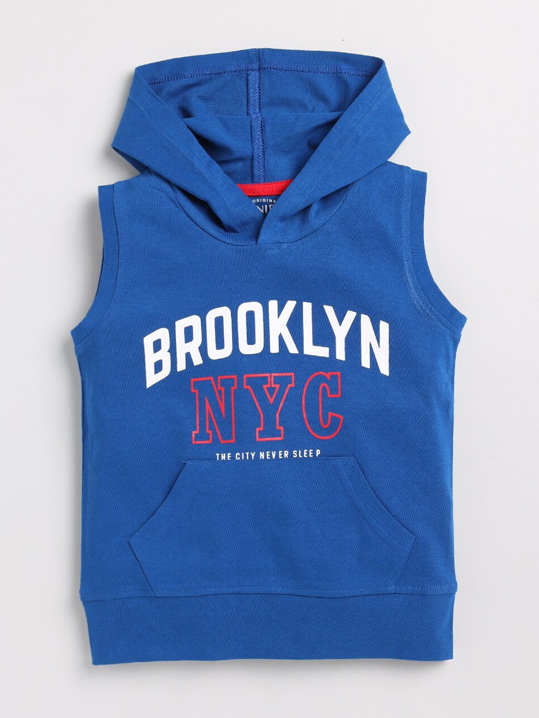 

Ginie Boys Typography Printed Hooded Cotton T-shirt, Blue