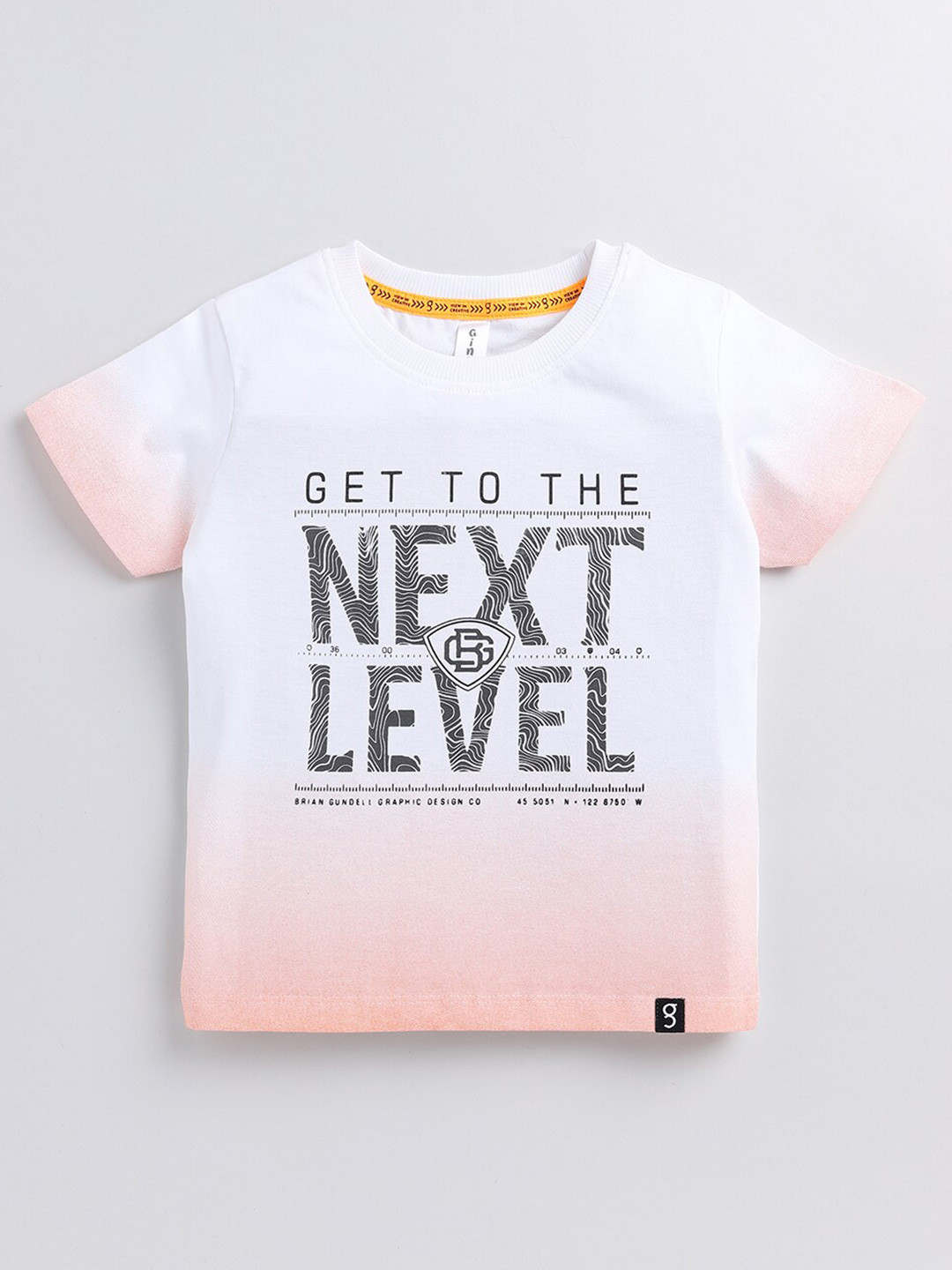 

Ginie Boys Round Neck Typography Printed Cotton T-shirt, White