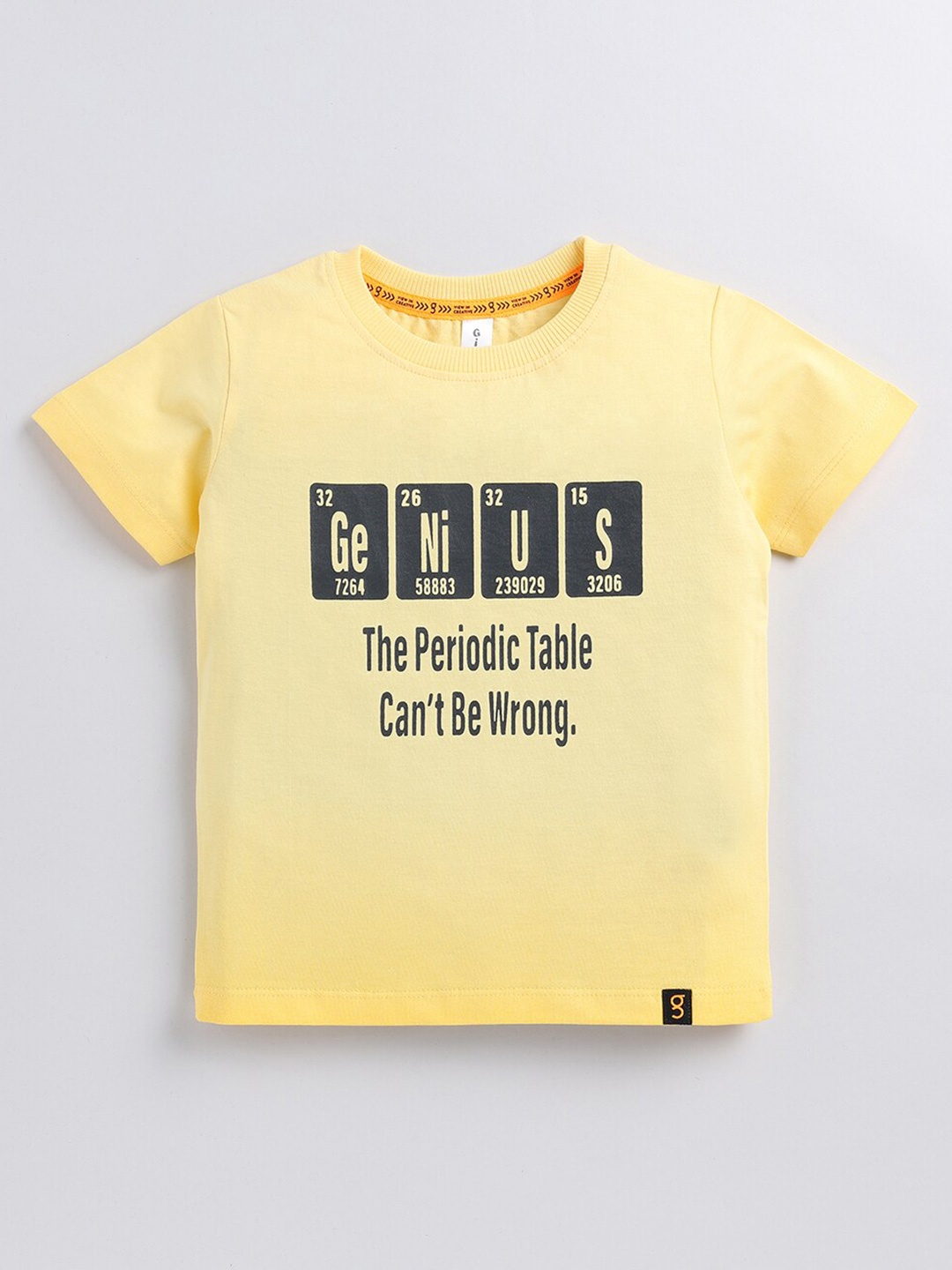 

Ginie Boys Typography Printed Casual Cotton T-shirt, Yellow