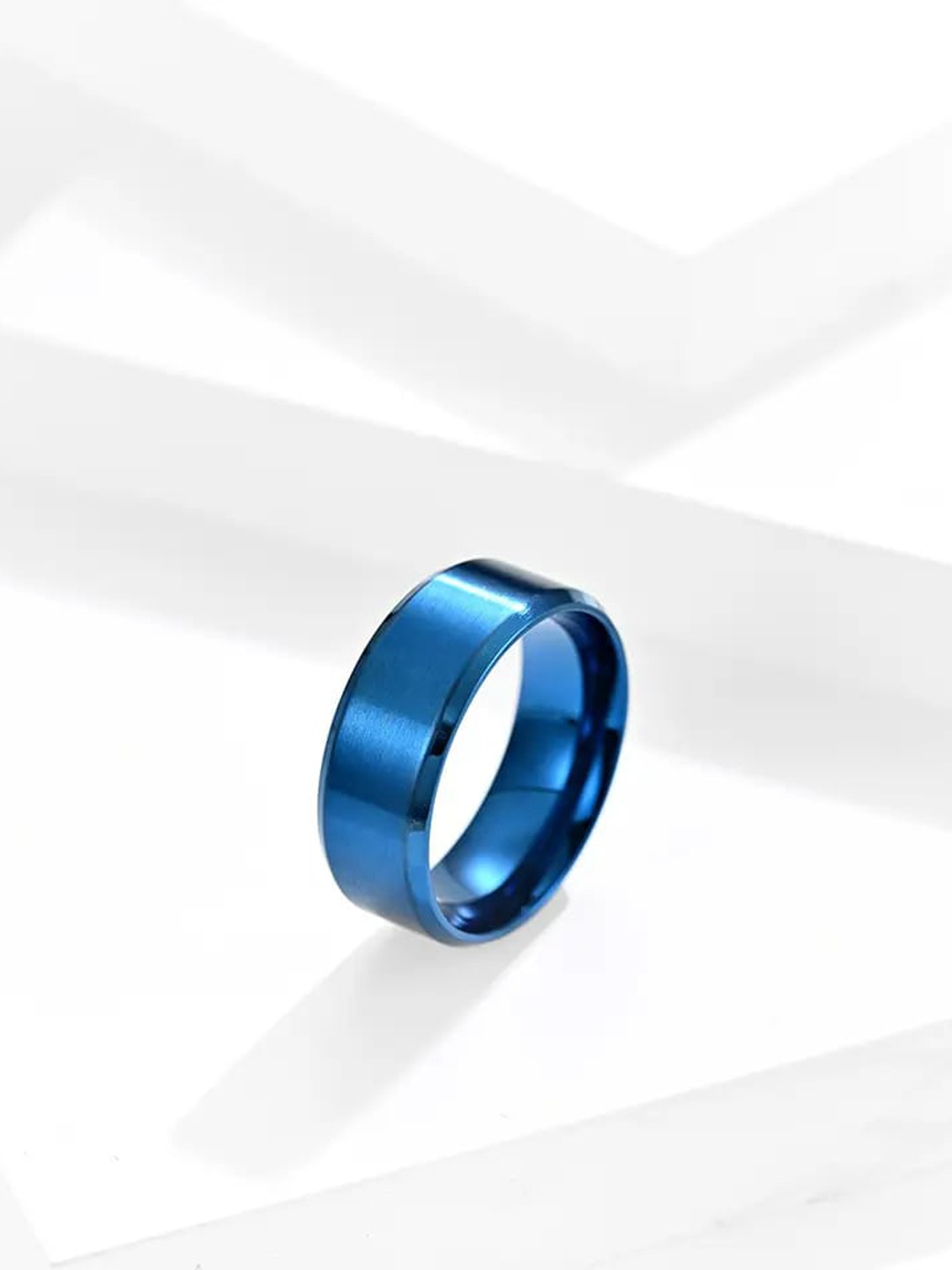 

KARISHMA KREATIONS Stainless Steel Matte Finish Ring, Blue