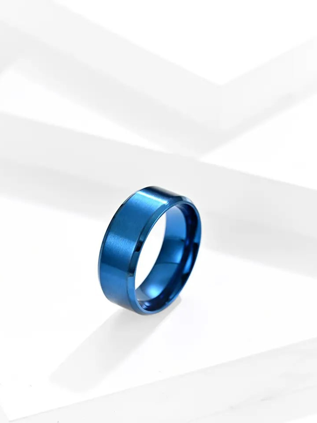 

KARISHMA KREATIONS Stainless Steel Matte Finish Ring, Blue