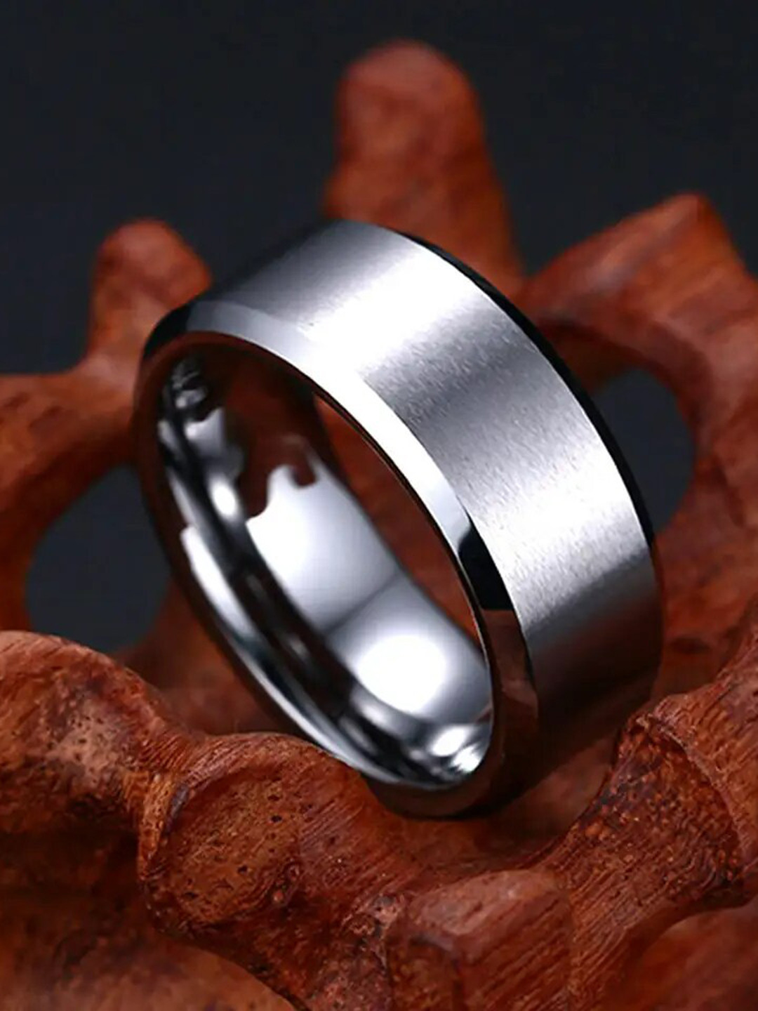 

KARISHMA KREATIONS Stainless Steel Matte Finish Finger Ring, Silver