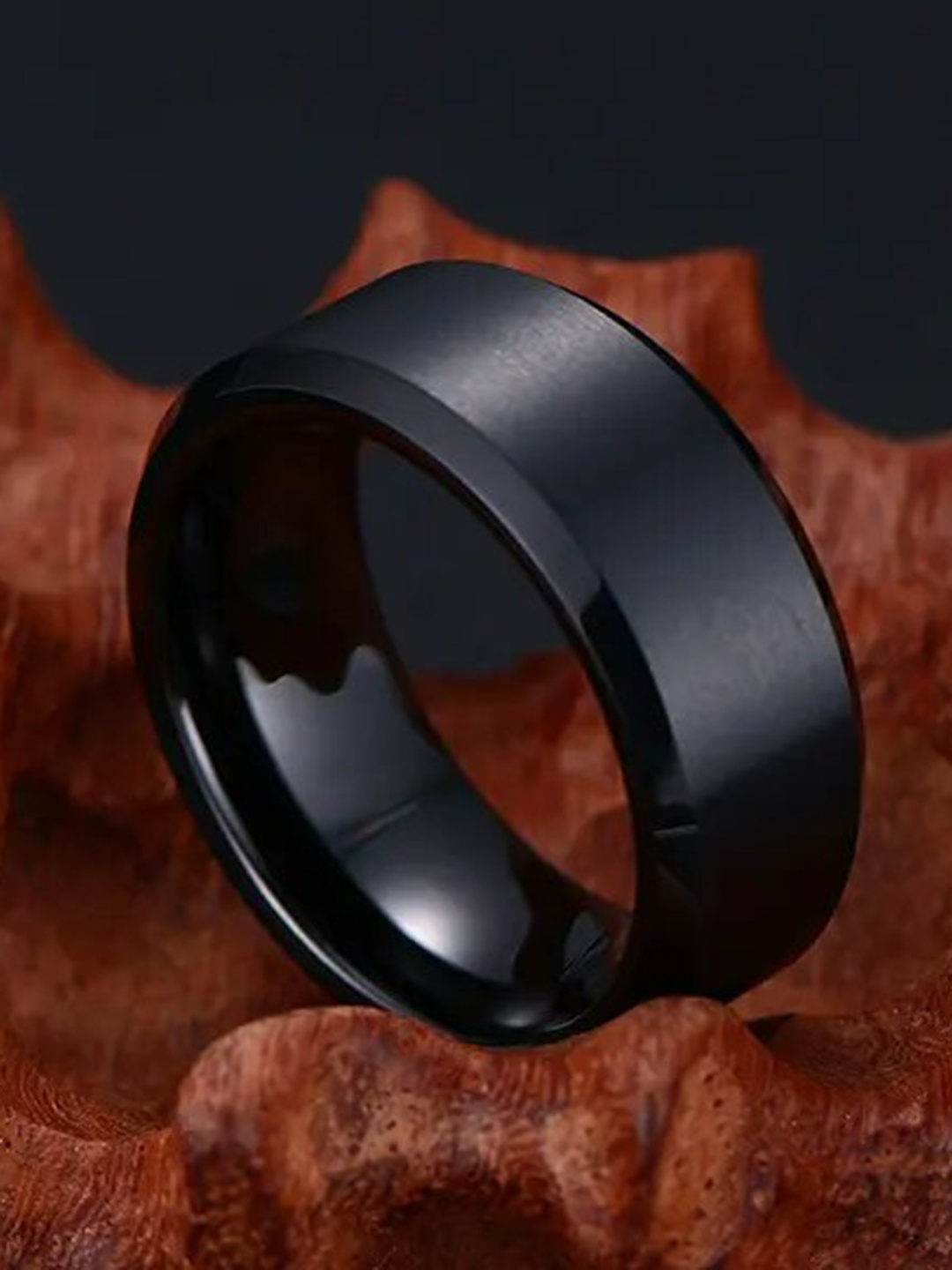 

KARISHMA KREATIONS Stainless Steel Matte Finish Finger Ring, Black