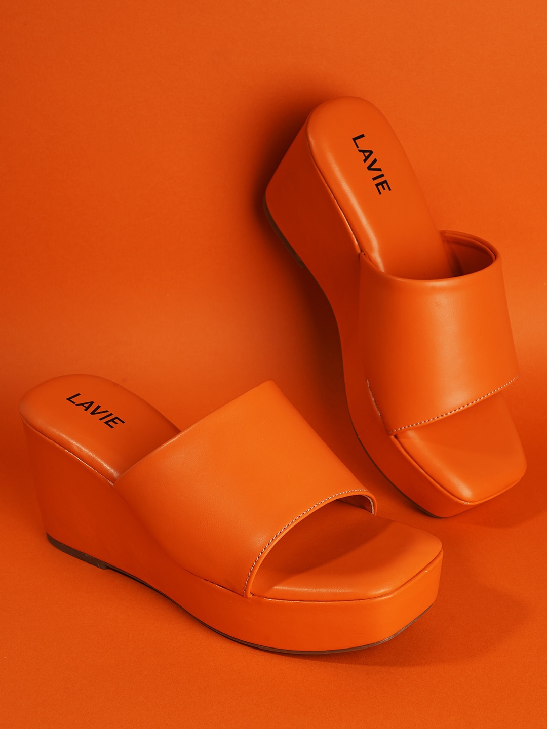 

Lavie Open Toe Open Back Wedges, Orange