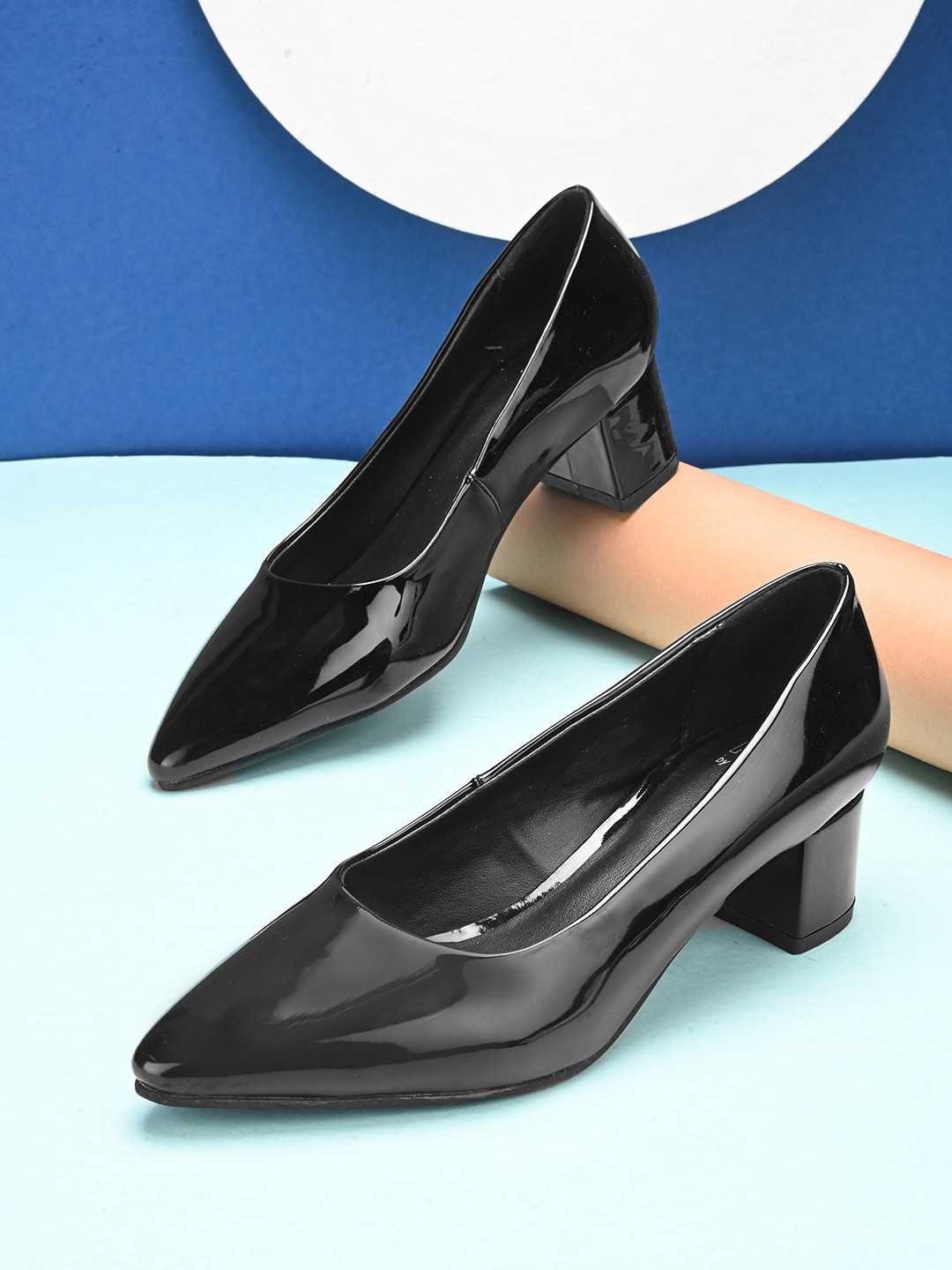 

her by invictus Black Pointed Toe Block Pumps
