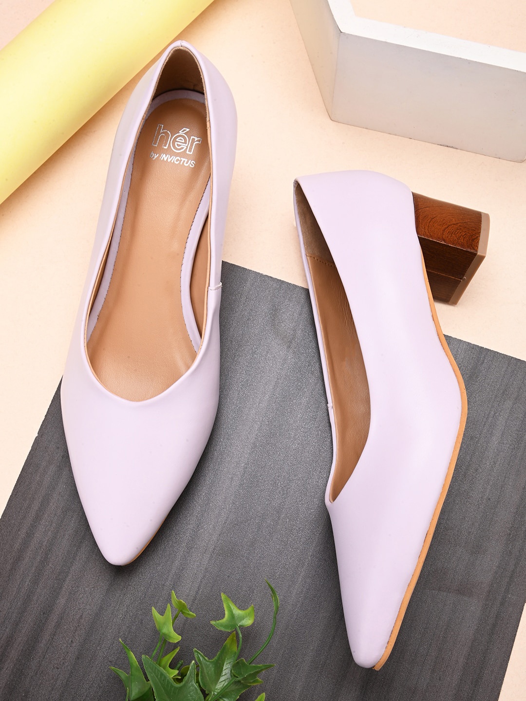 

her by invictus Lavender Pointed Toe Block Pumps