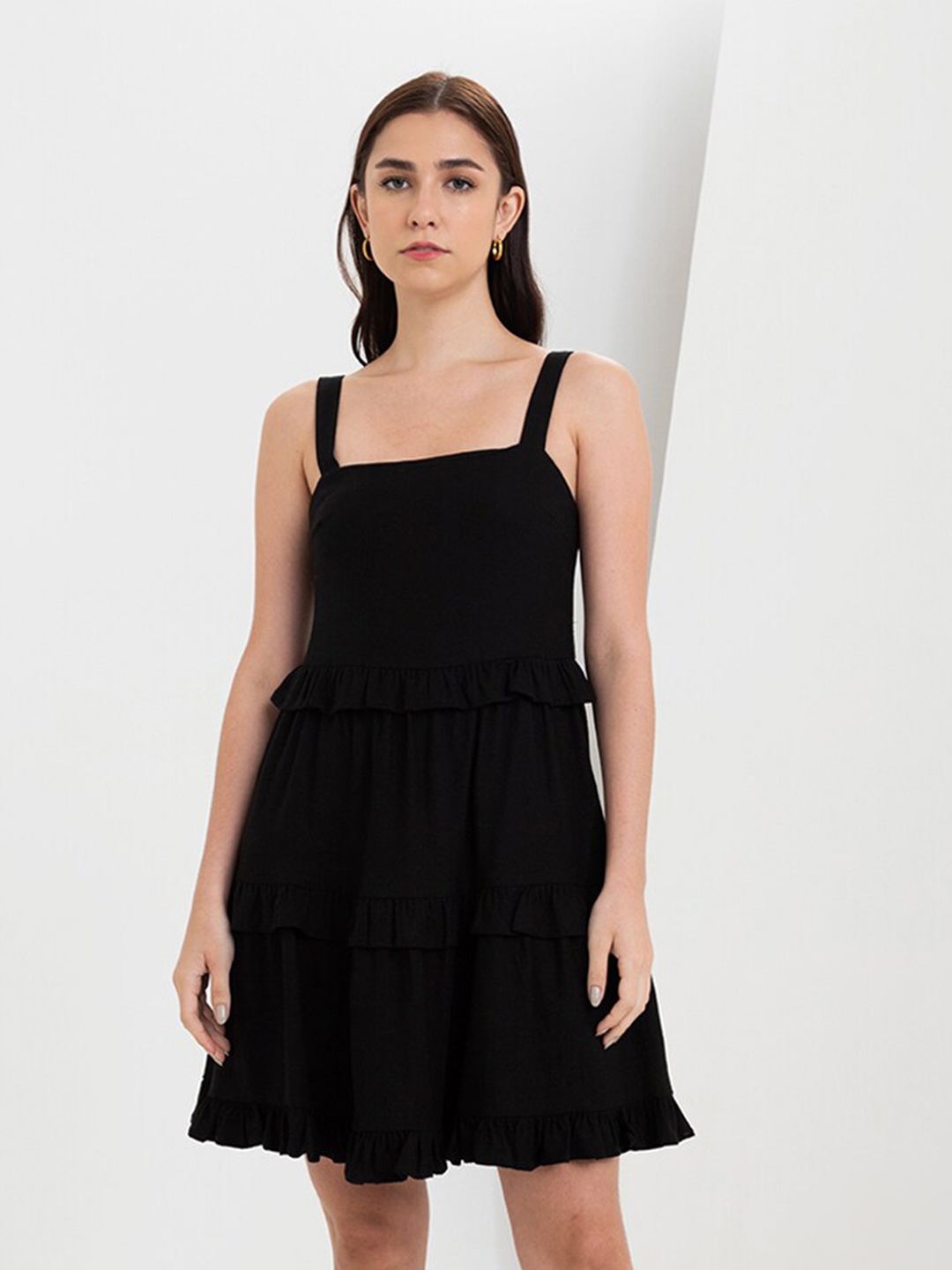 

Zalora Studios Shoulder Straps Fit & Flare Dress, Black