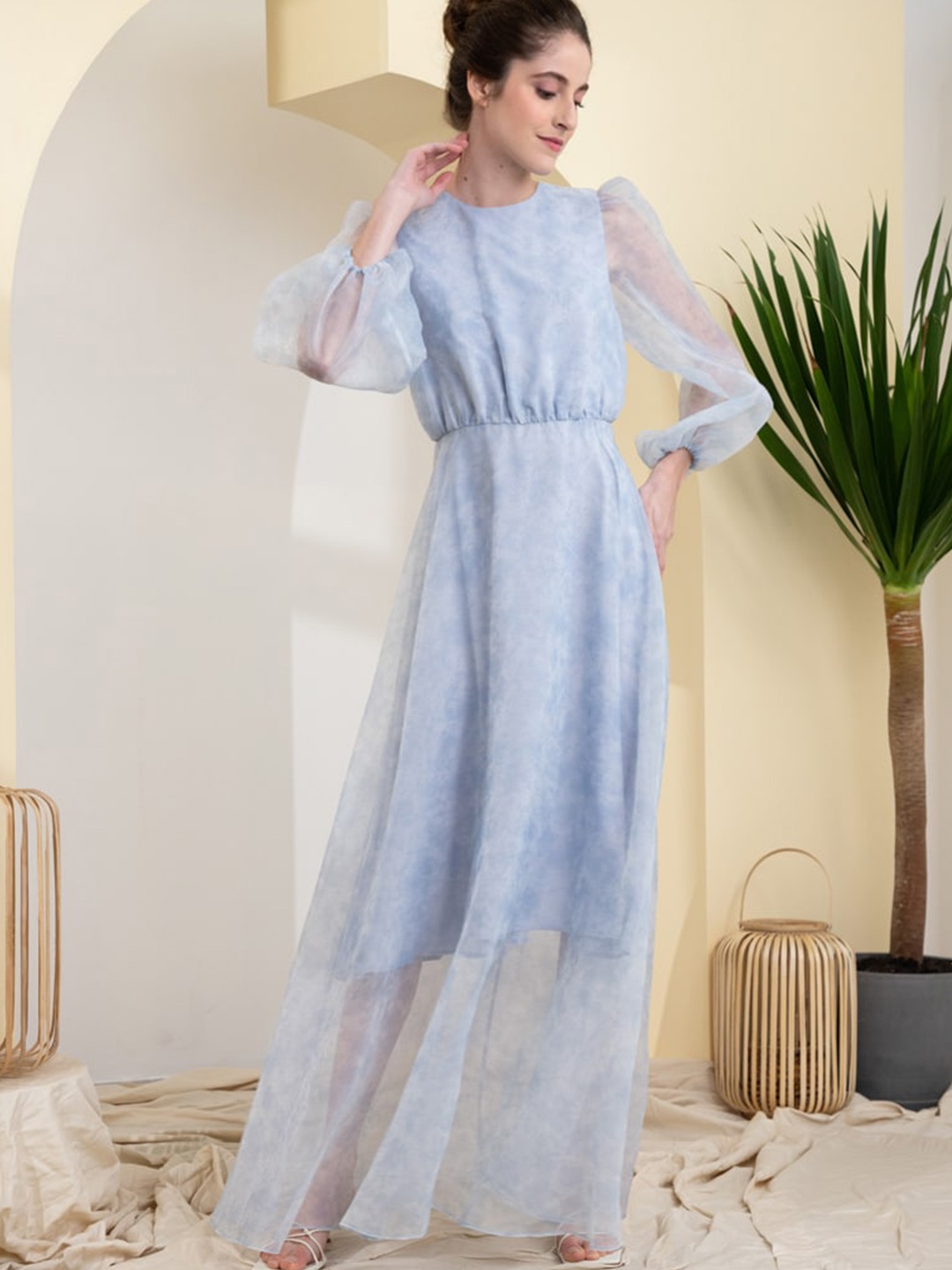 

Zalora Studios Puff Sleeve Maxi Dress, Blue