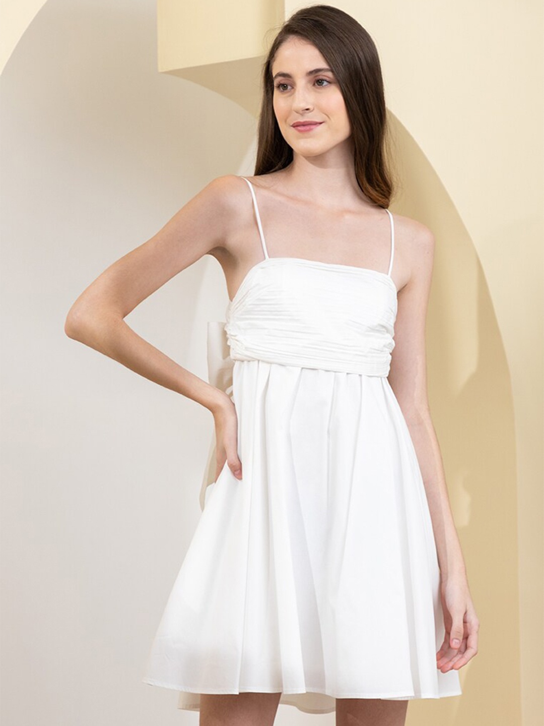 

Zalora Studios Shoulder Strap Sleeves Pure Cotton Fit & Flare Dress, White