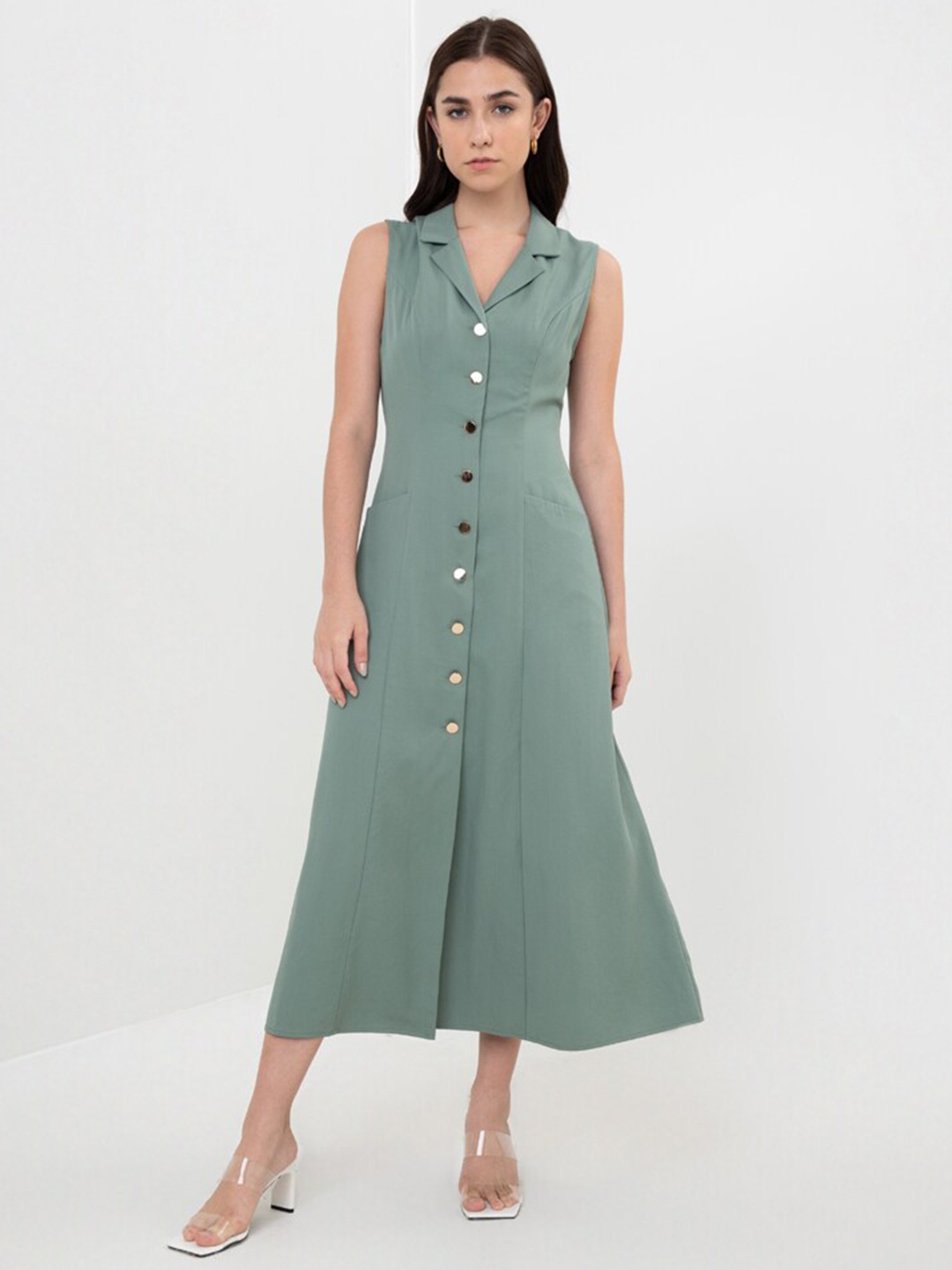 

Zalora Studios Sleeveless A-Line Midi Dress, Green