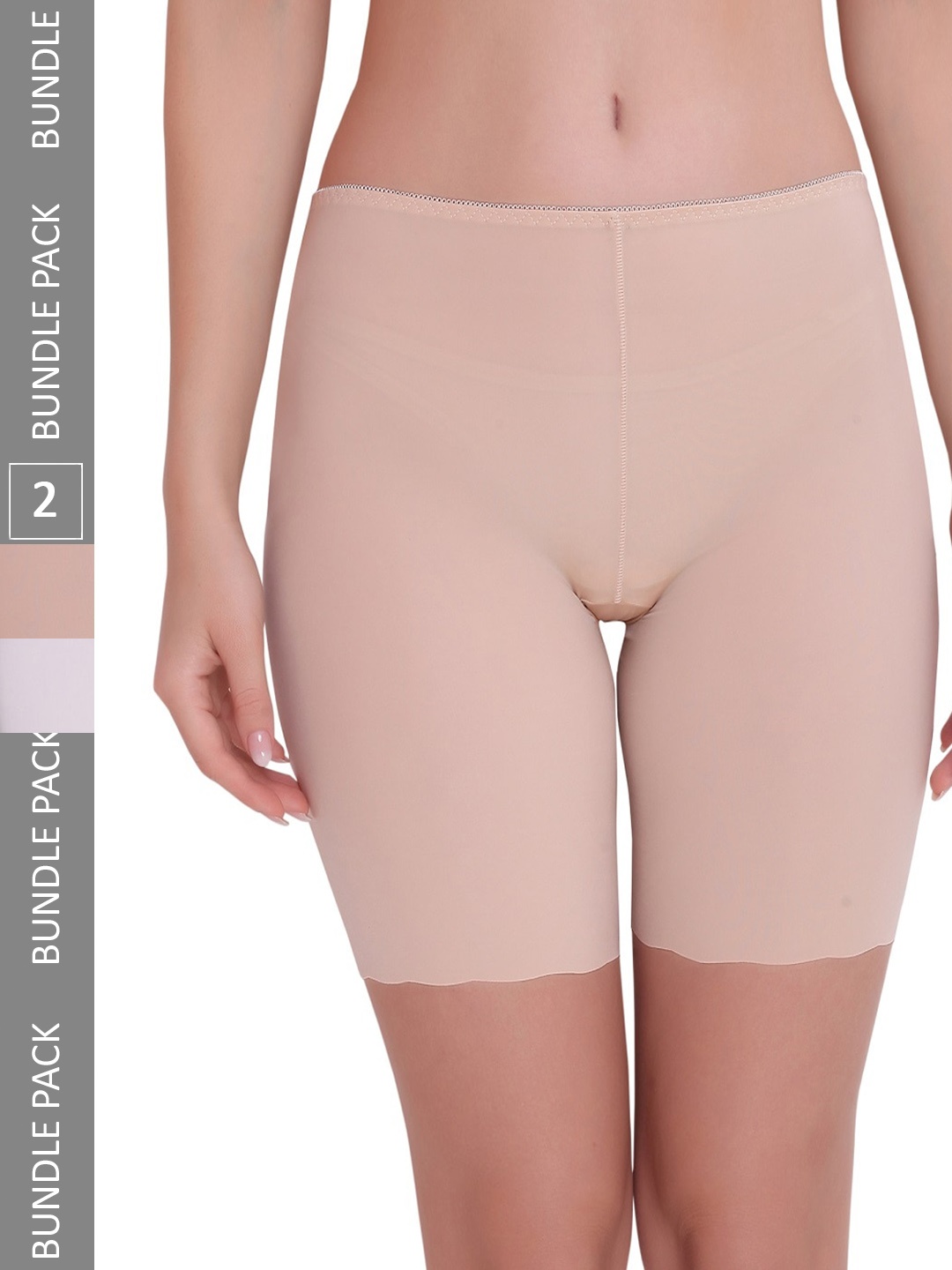 

PLUMBURY Women Pack Of 2 Slim Fit Rapid-Dry Yoga Sports Shorts, White