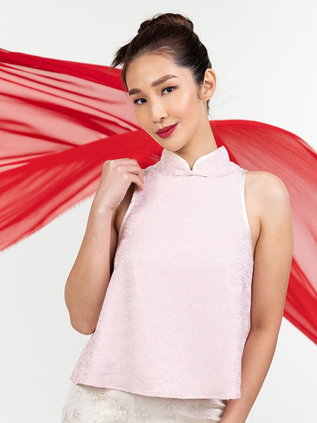 

Zalora Studios Self Design High Neck Top, Pink