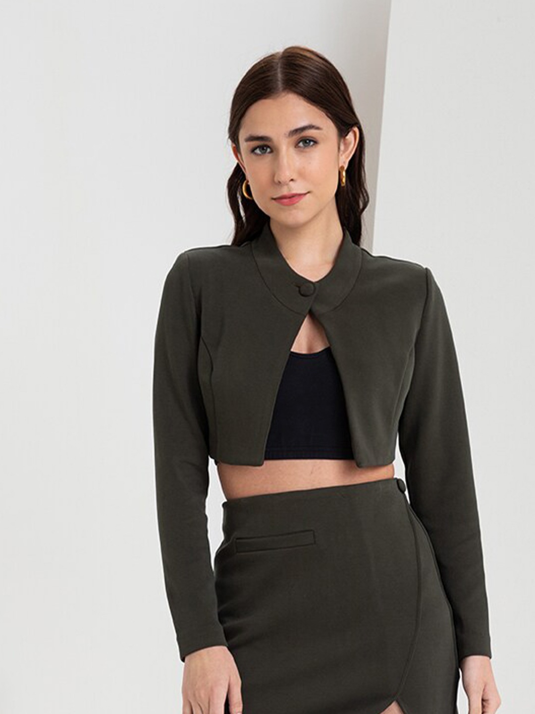 

Zalora Studios Long Sleeves Crop Top, Green