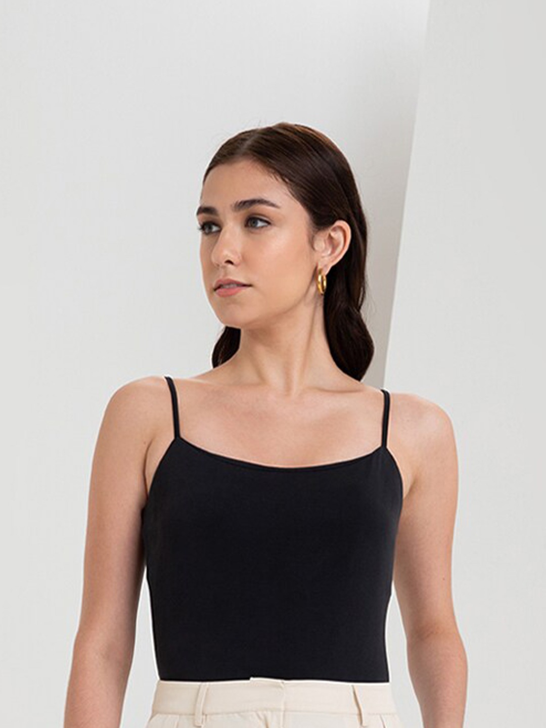 

Zalora Studios Shoulder Straps Fitted Top, Black
